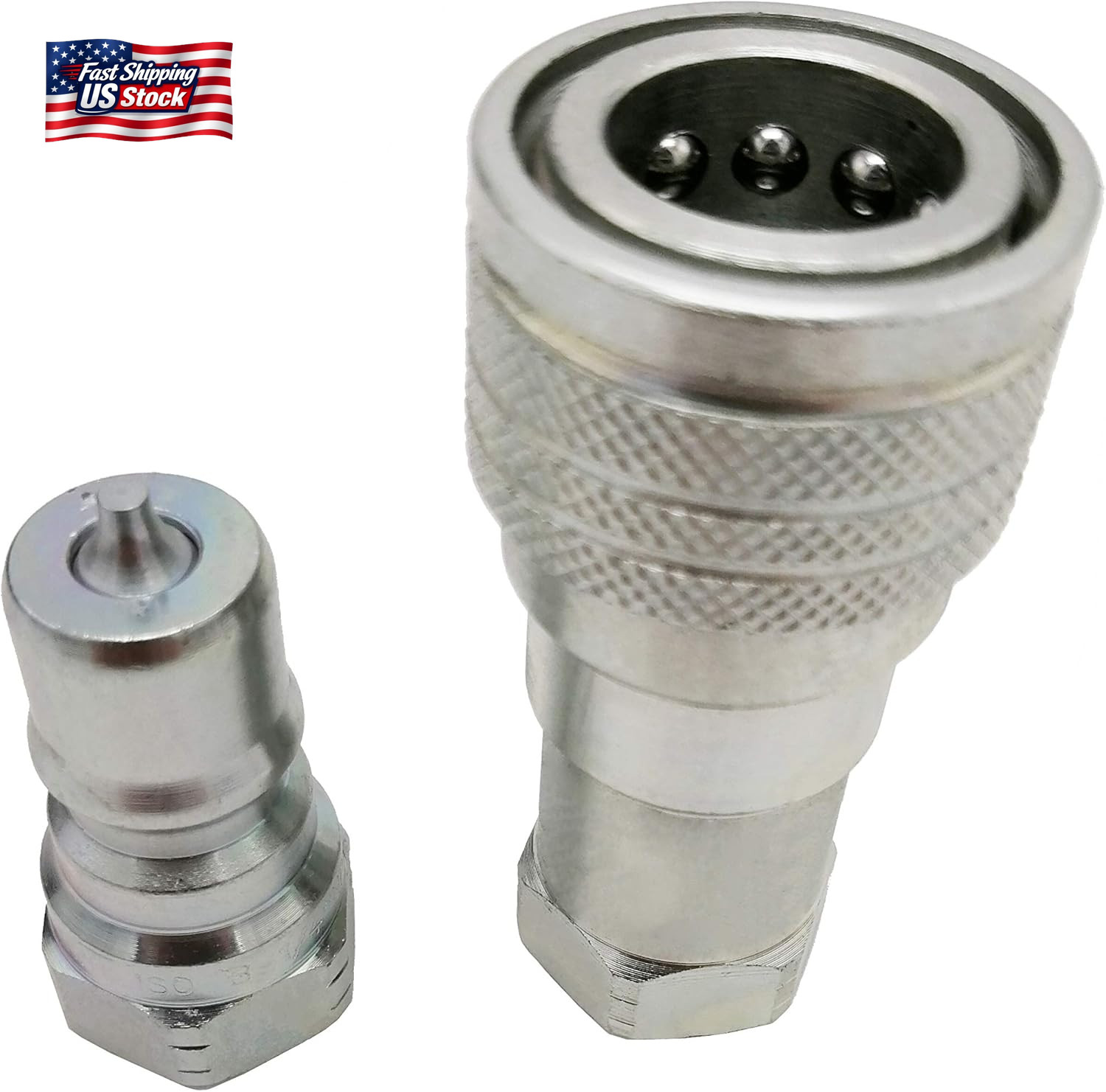ISO 7241-B 1/4 Inch NPT Quick Disconnect Hydraulic Coupler/Coupling (2 Set)
