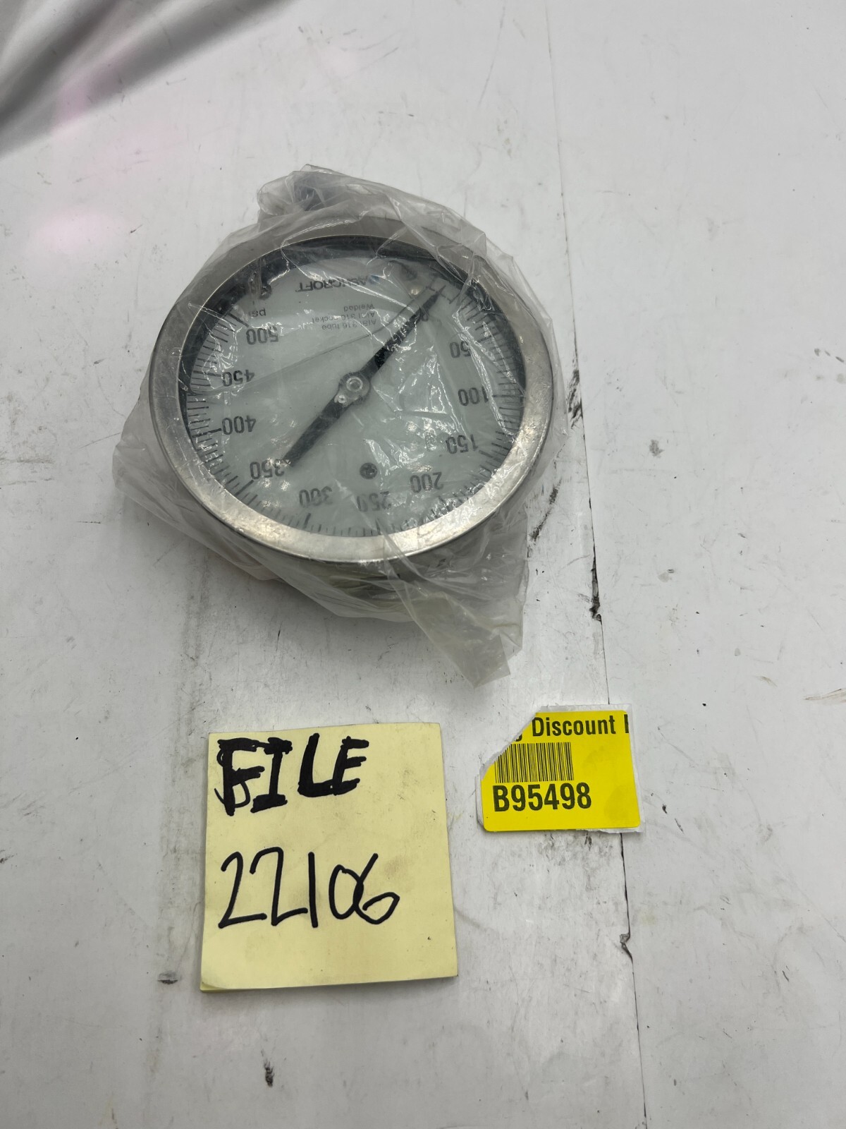 Ashcroft Pressure Gauge 0-500 PSI Aisi 316 Tube Socket Welded Heavy Duty Silver
