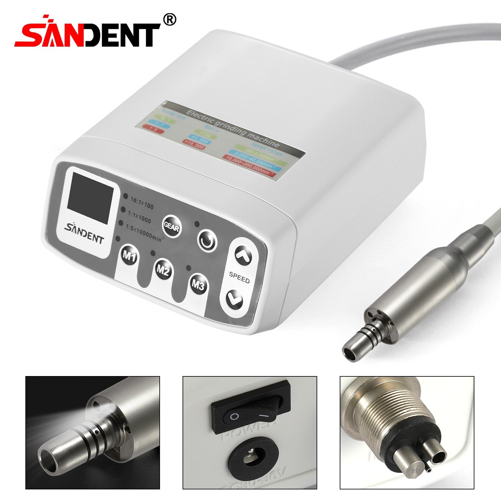 SANDENT Dental Brushless LED Electric Micro Motor Fit 1:1/1:5/16:1 Handpiece