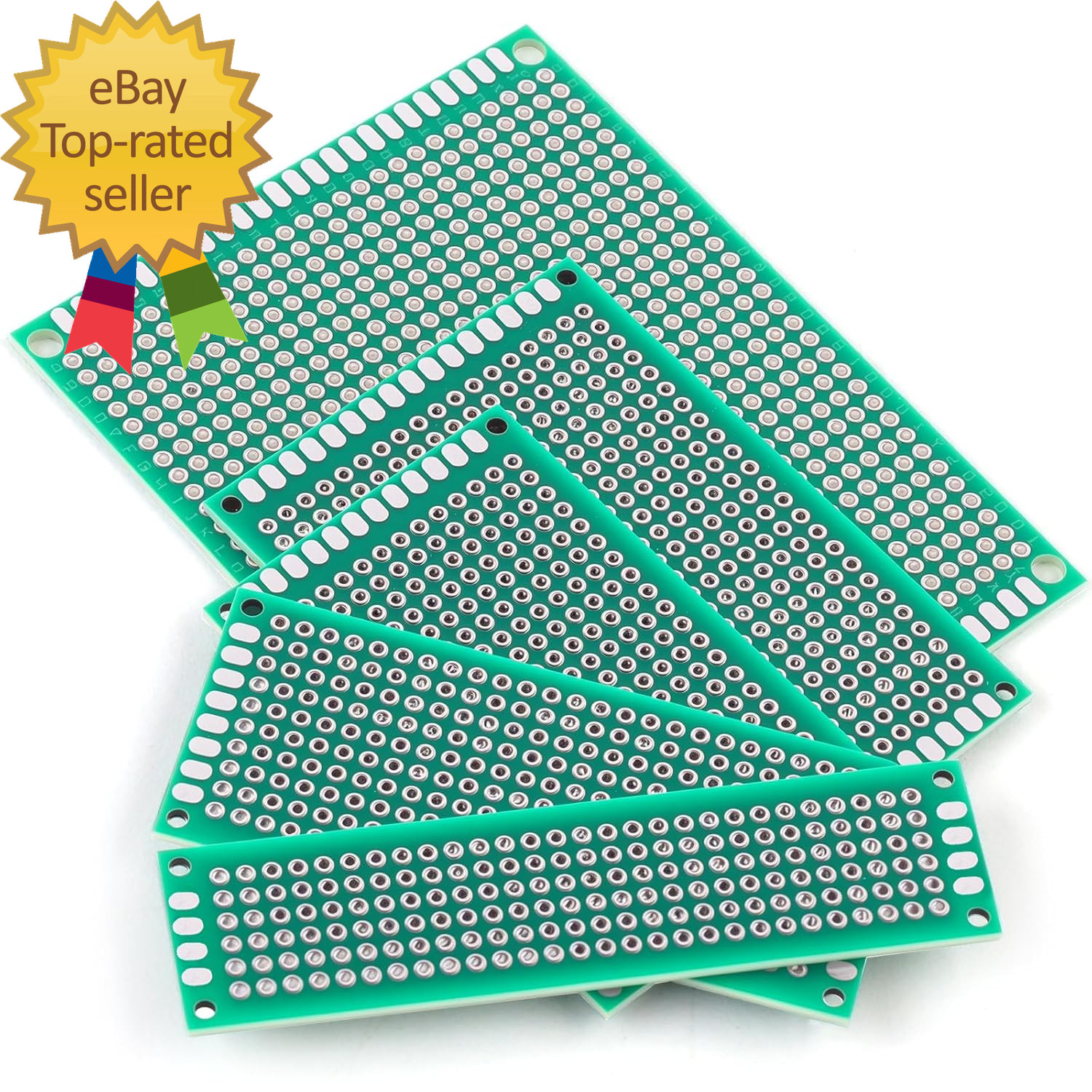 32 Pcs PCB Board Green Circuit Board with 5 Sizes Compatible Double Sided PCb