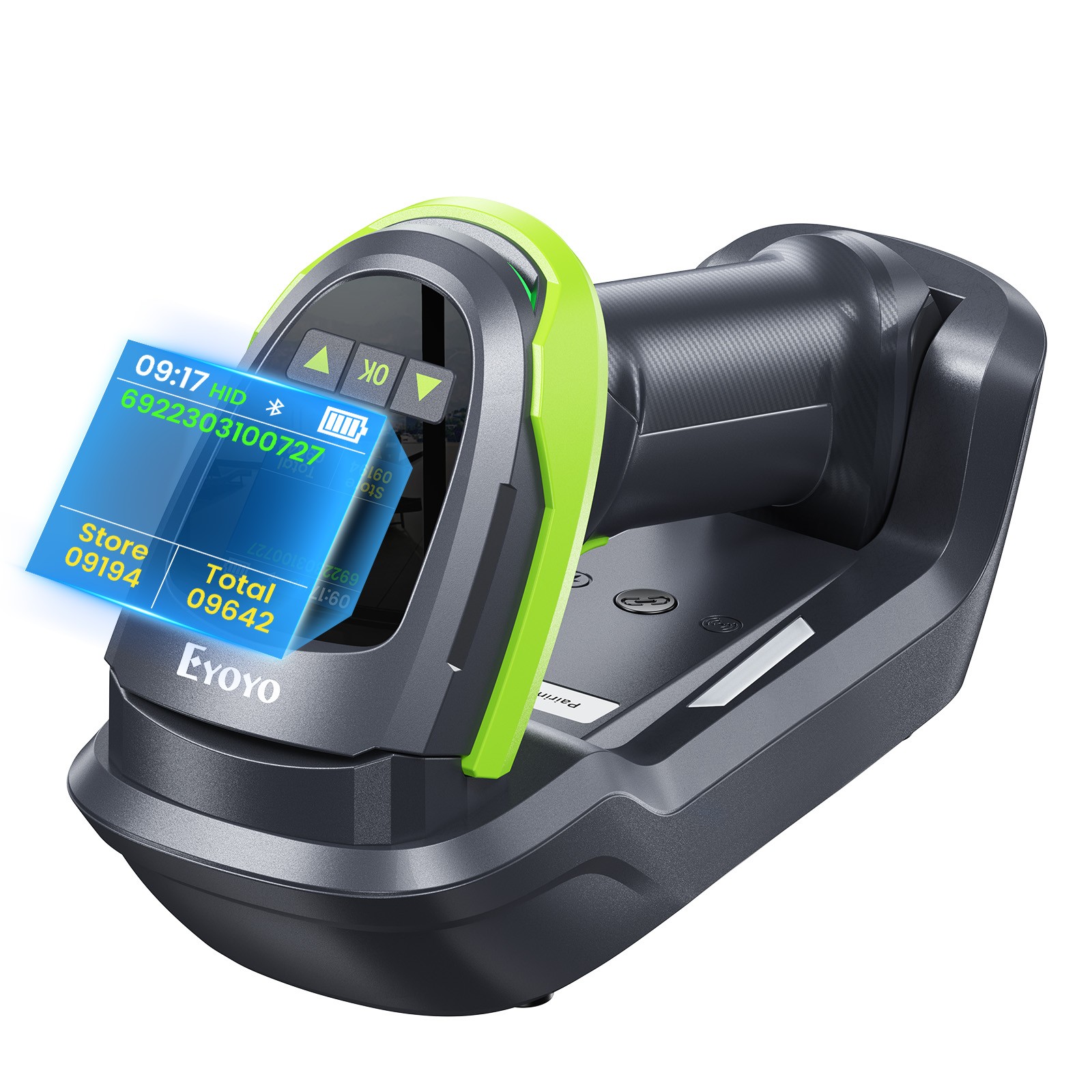 Eyoyo 1.44″ LCD Barcode Scanner Wireless with Screen 1D 2D QR Bluetooth Scanner