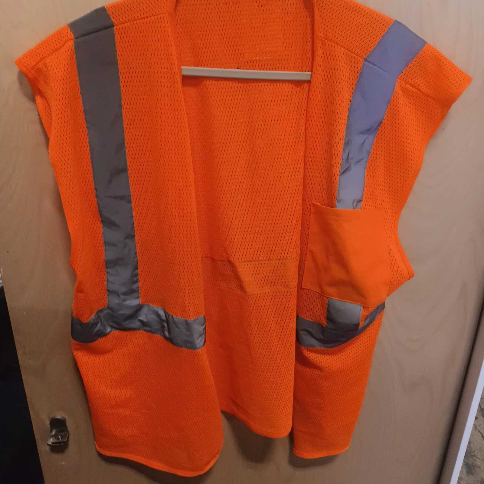 Hi-Visibility Orange Mesh Safety Vest w/ Gray Reflective Stripes, Used 4 in all