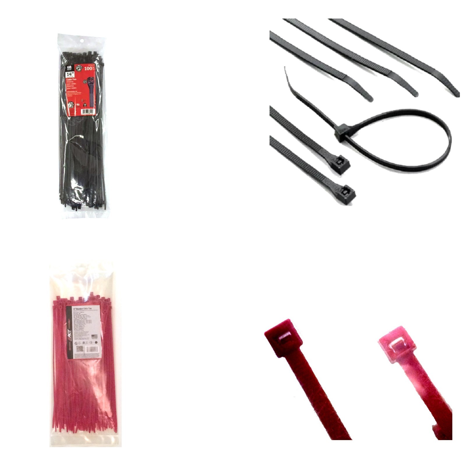 GB Gardner Bender, 46-315UVB, 100 Cable Ties 14» (36cm), Zip Ties