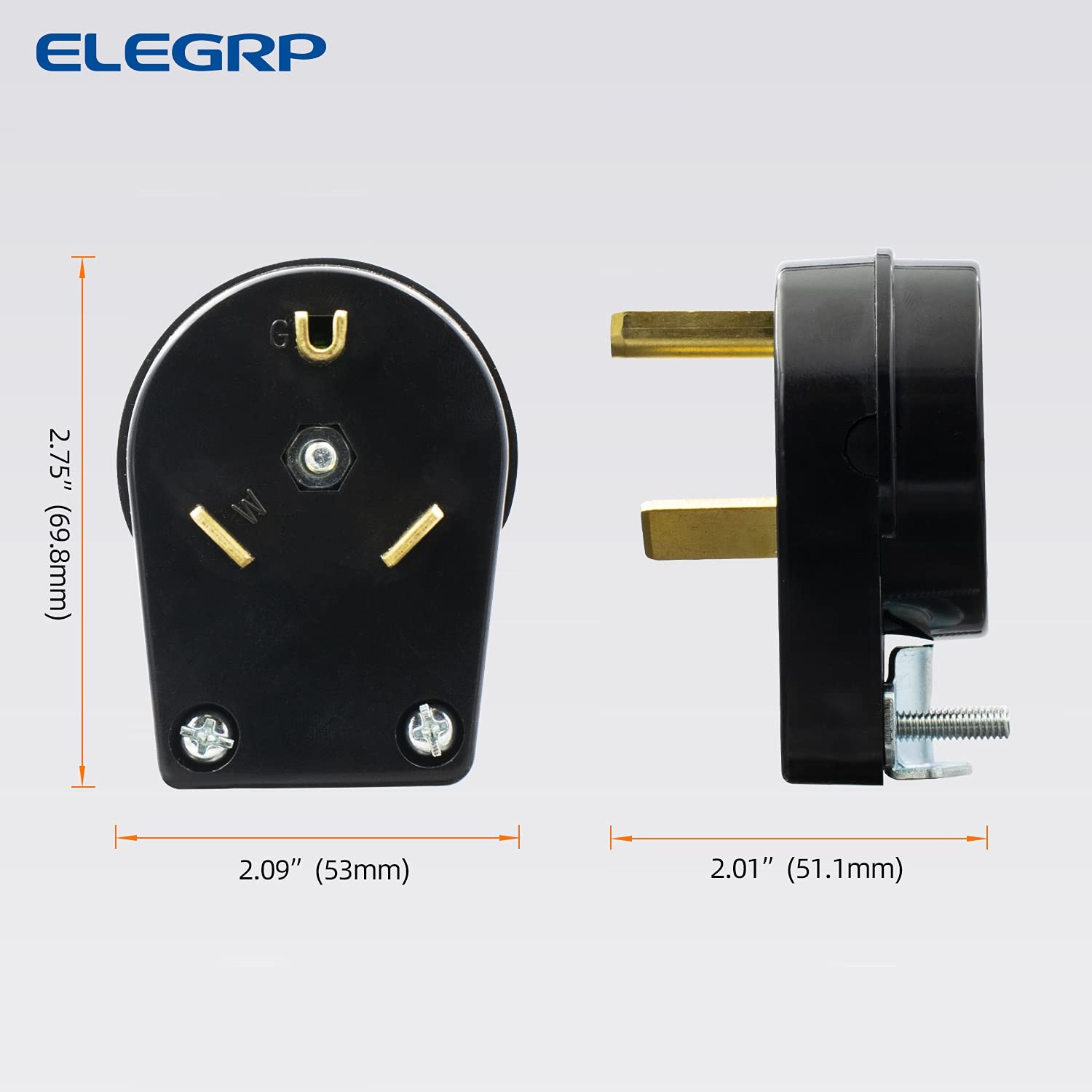 30 Amps 125v Heavy Duty Angle Plug Nema Tt30p Electrical Straight Blade Plug For