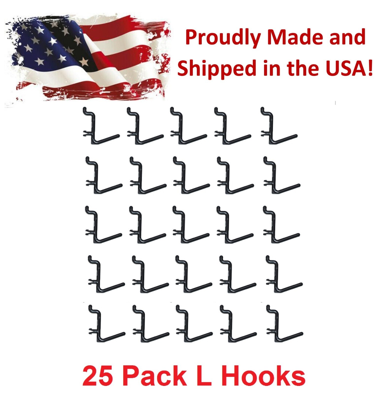 Plastic Black L Style Pegboard Hook Kit – 25 Pack Tool PEGBOARD NOT INCLUDED