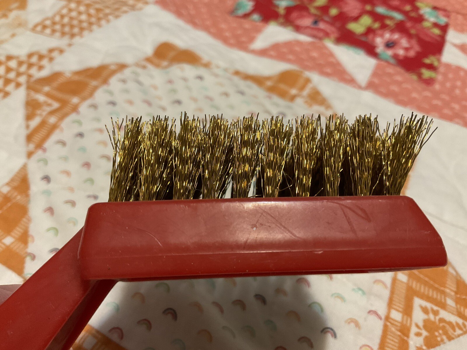 7” Wire Brush Automotive Metal Work Surface Cleaning Plastic Handle Copper? Wire