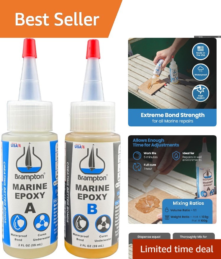 Brampton Marine Epoxy – Chemical-Resistant, Quick Drying, Durable Bond – 4oz