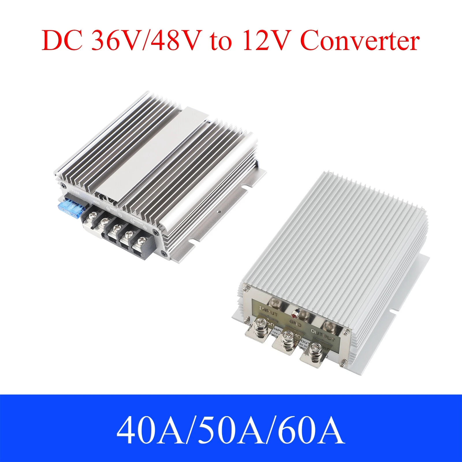 36V/48V to 12V DC Power Converter 40A 50A 60A Auto Buck Regulator A4D12C40