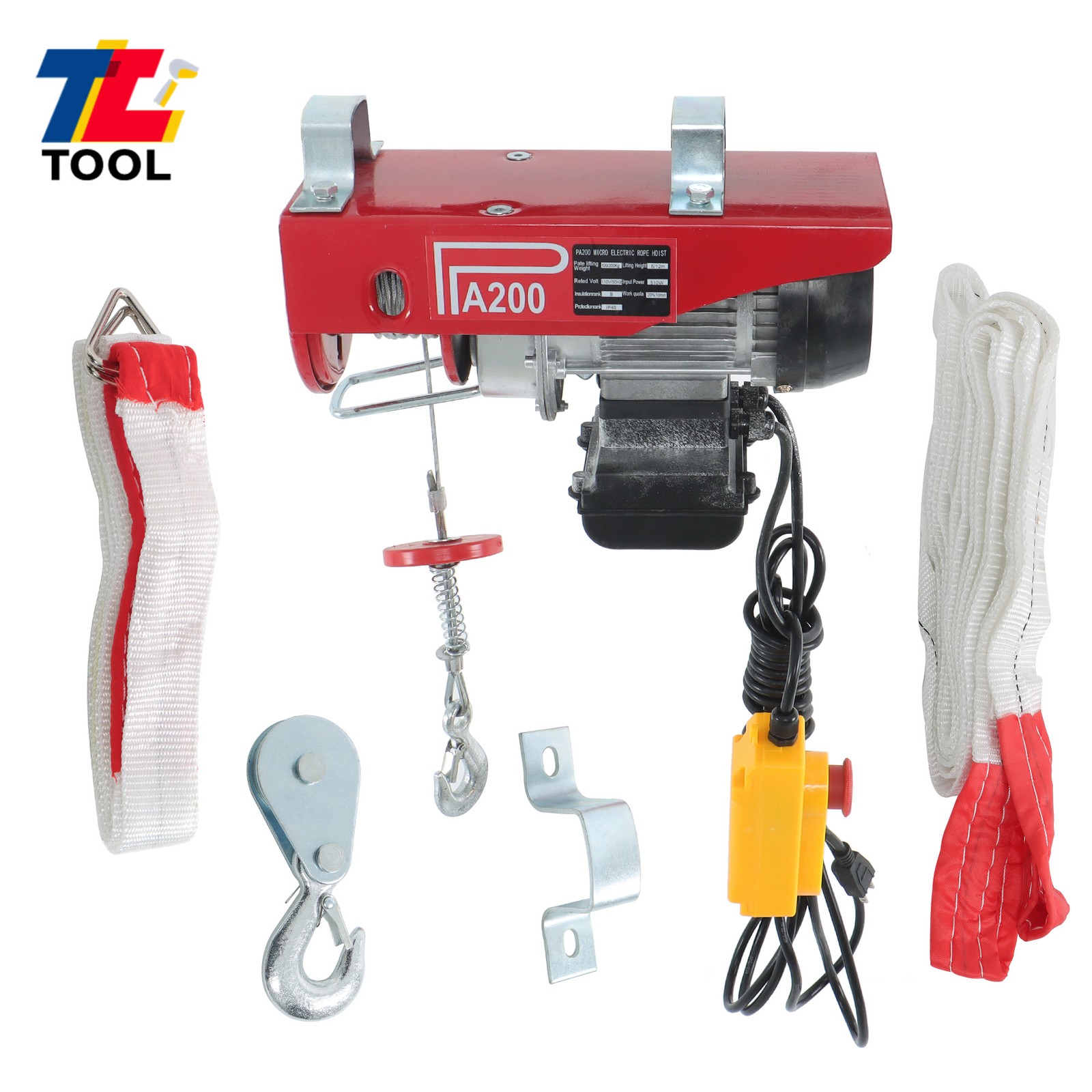 Mini Electric Hoist 440LBS/200kg Crane Winch with Wired Remote Control 510W 110V
