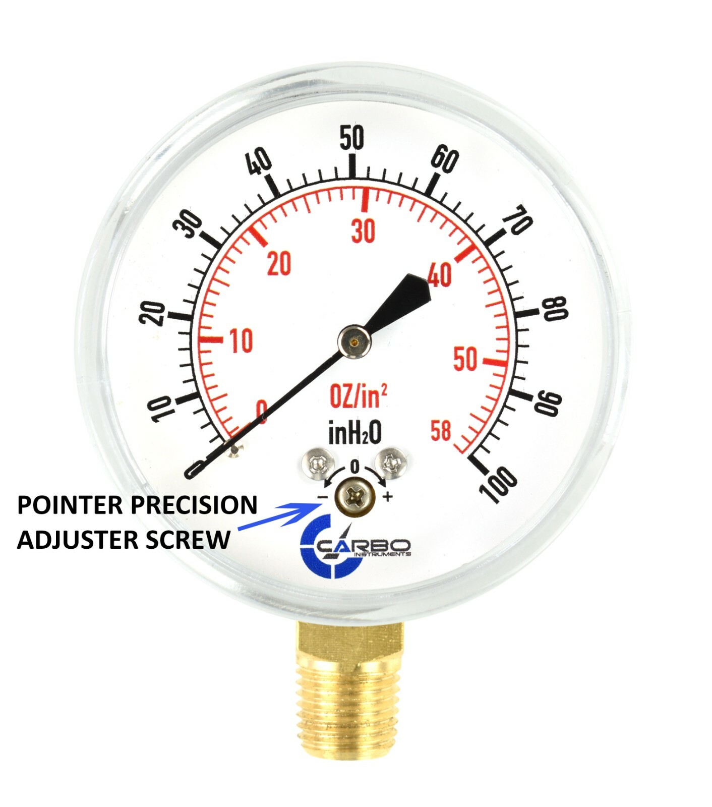 2-1/2″ Capsule Gauge 0-60oz/0-100in H2O Range 1/4″ NPT Low Mnt, Adjustable Zero
