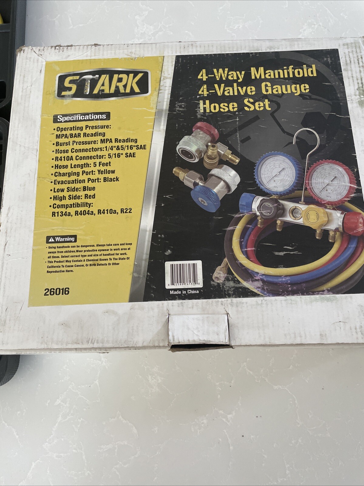 Stark USA 26016 4- Way Manifold 4- Valve Gauge Hose Set
