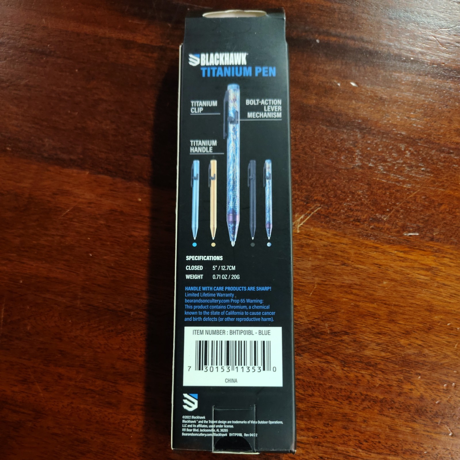 Blackhawk Bolt Action Blue Titanium Pen IP01BL