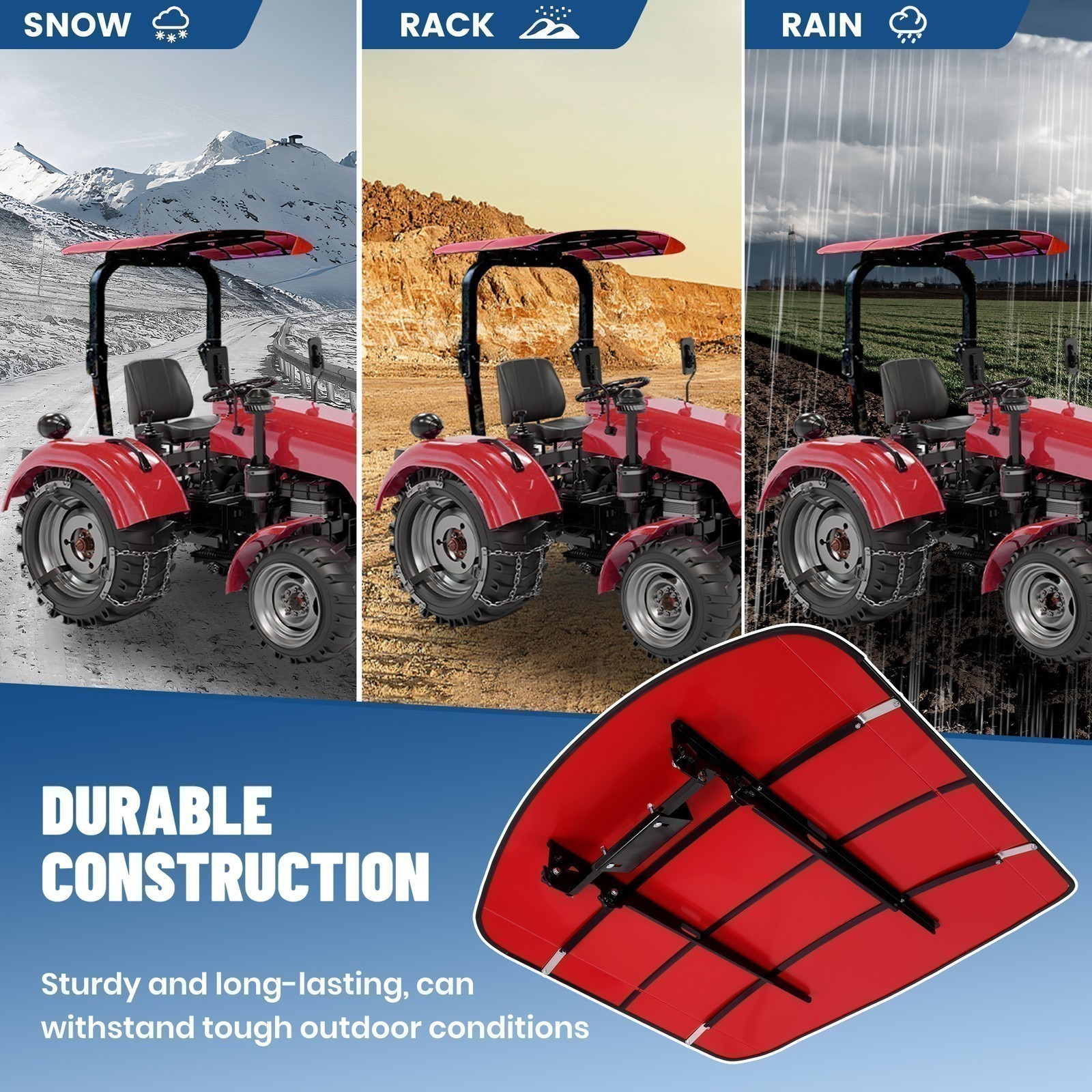 Universal Red Tractor Canopy 48″ x 52″ Fits 2×2 2×3 ROPS Tuff Top Sun Shade