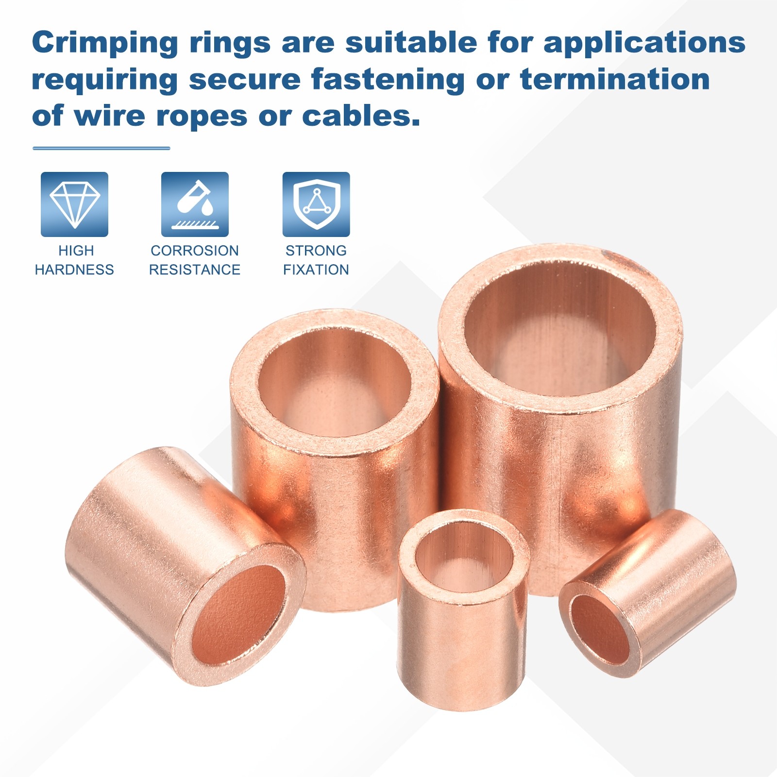 7/64″ (2.8mm) Wire Rope Stop Sleeve, 40 Pcs Copper Crimping Loops Sleeve