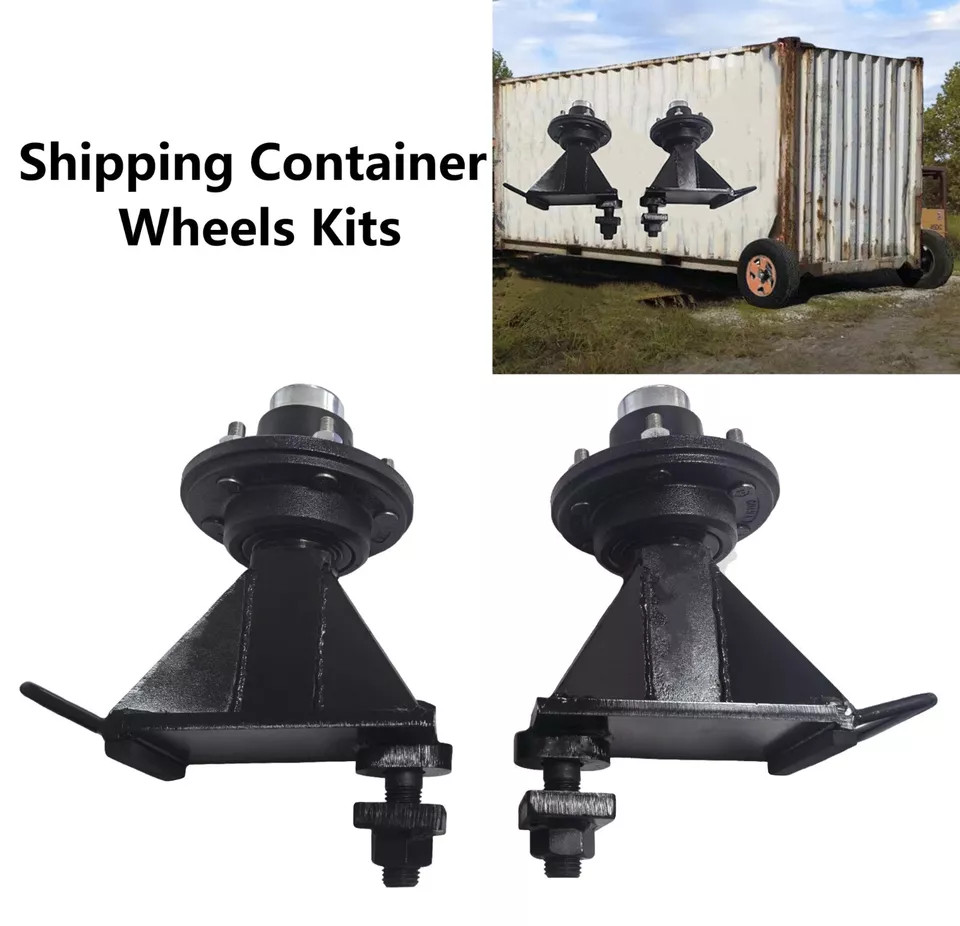 For 8 x 6.5 Lug 8000LB Shipping Container Wheels Steel Bolt-on Spindle Kit Black