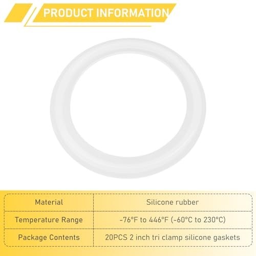 2 Inch Tri Clamp Gasket for 2″ Sanitary Tri-Clamp O-Ring Seal Gaskets 20PCS