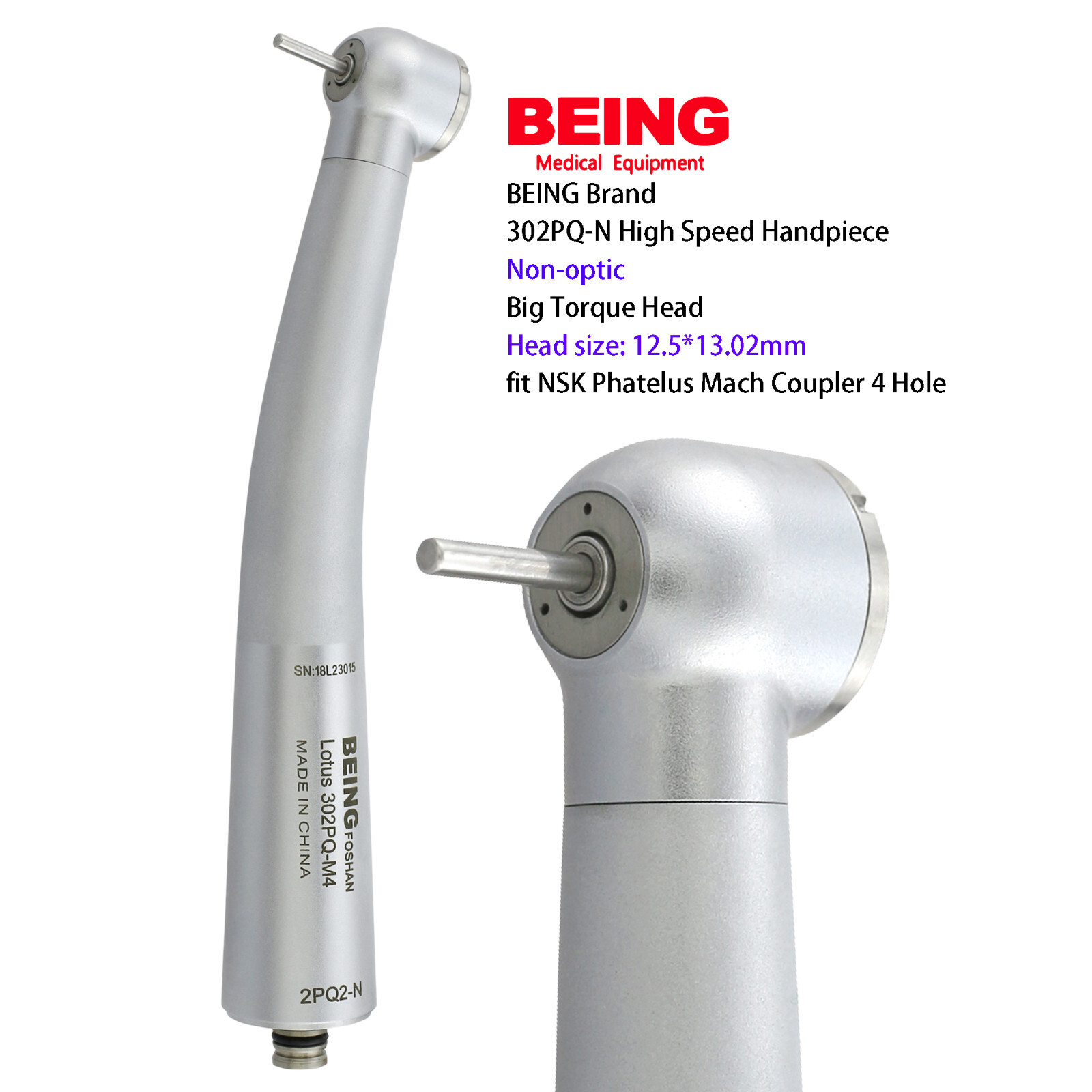 BEING Dental Handpiece High Speed Turbine Fiber Optic LED NSK Phatelus Coupler