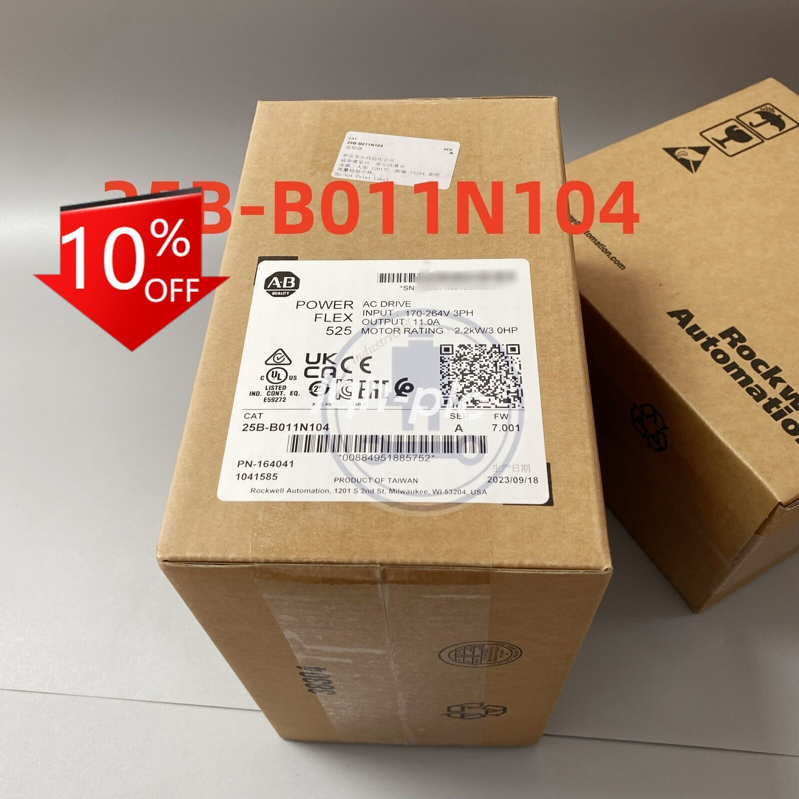 Allen-Bradley 25B-B011N104 Ser A PowerFlex 525 AC Drive 3HP New Factory Sealed/