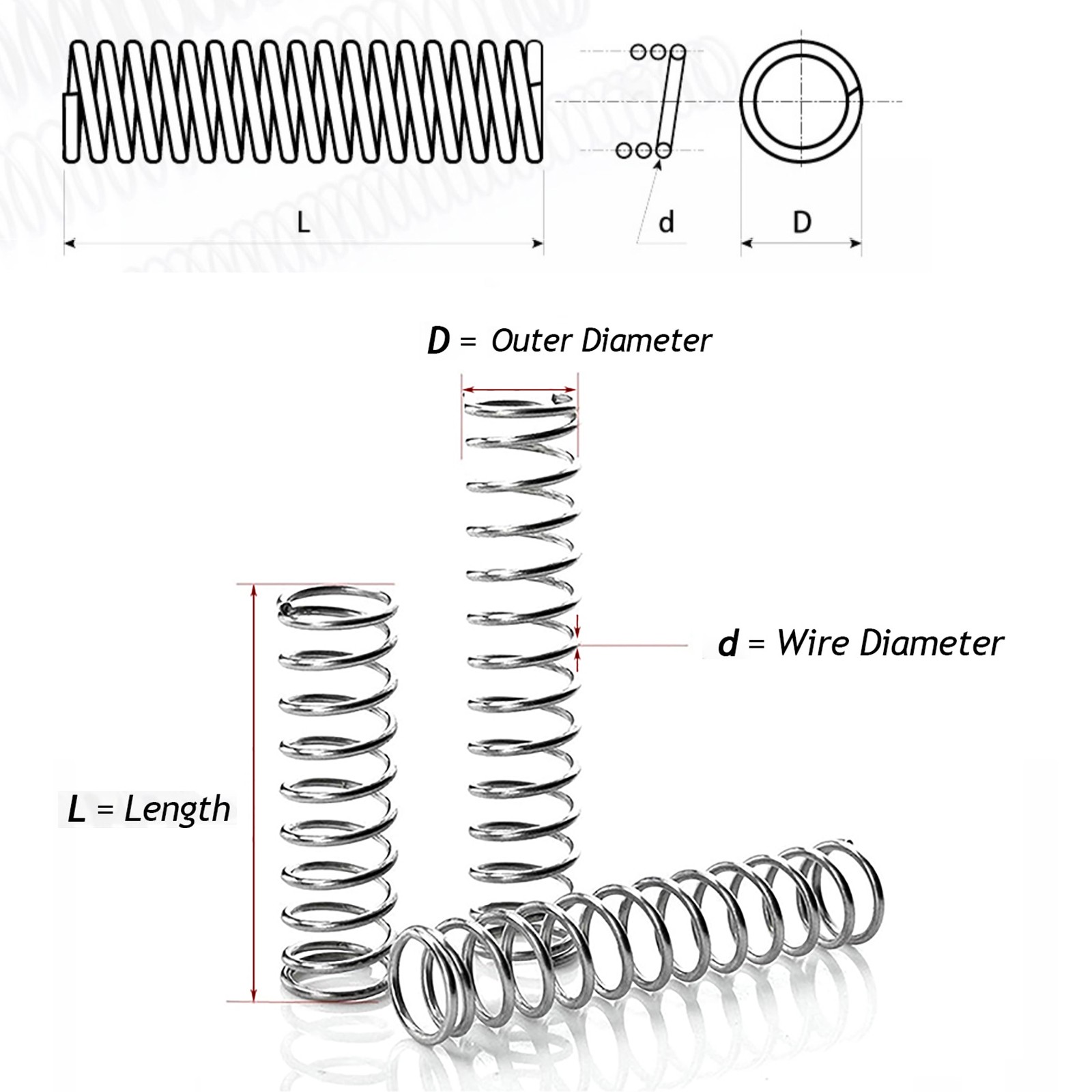 304 Stainless Steel Compression Spring Wire Dia 0.6mm Small Pressure Spring