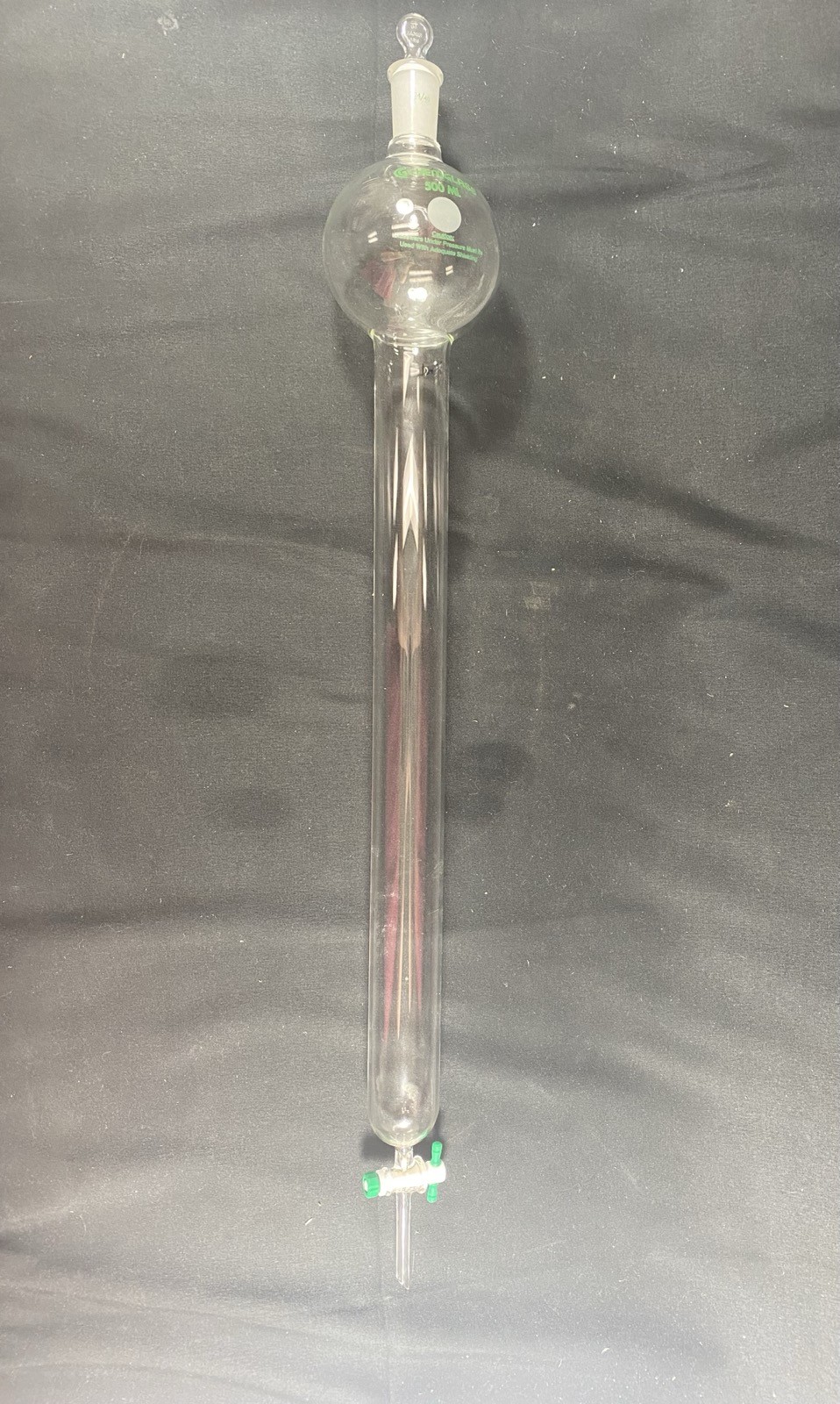 CHEMGLASS 500mL Reservoir Chromatography Column 25mm ID 480mm E.L. CG-1196-06
