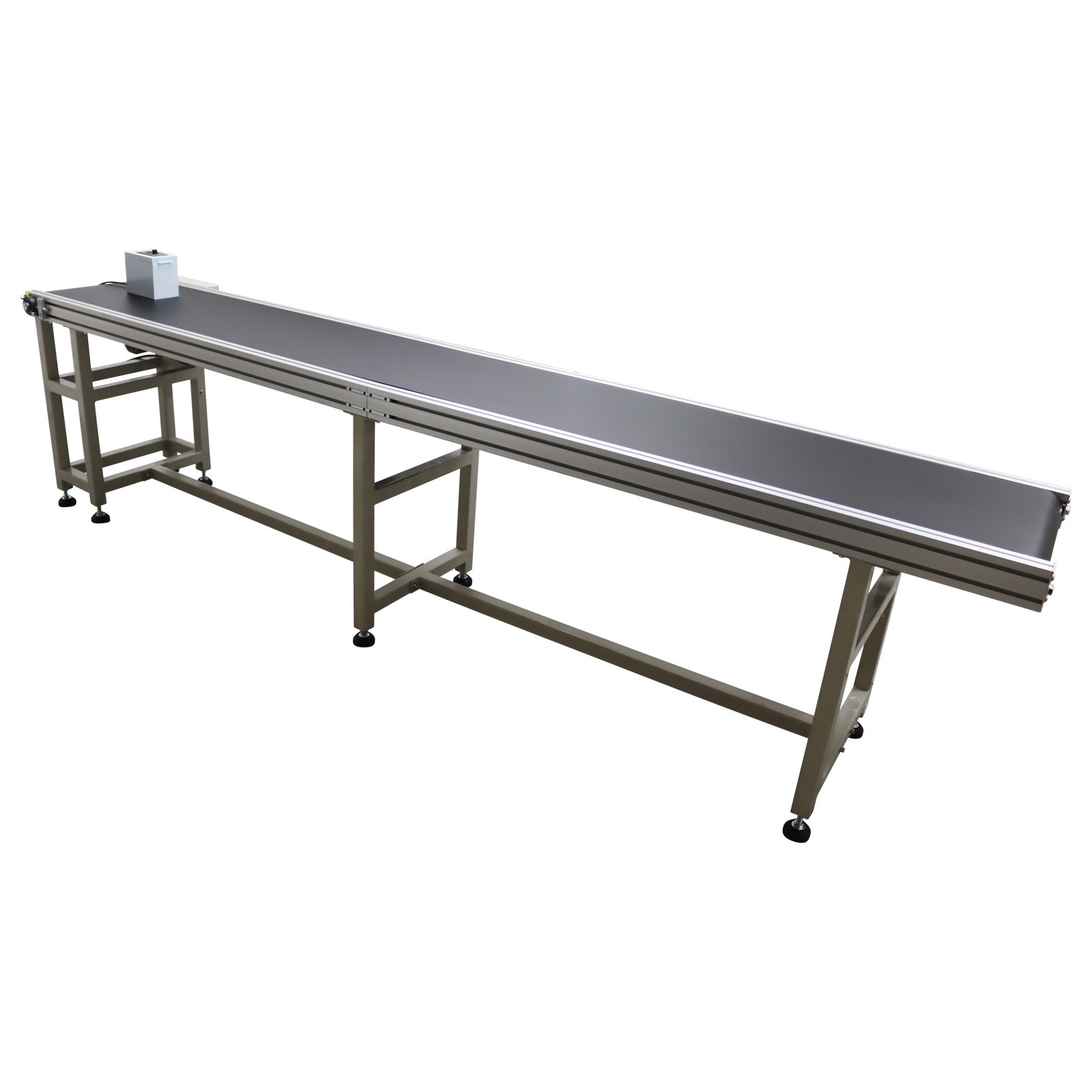 Open Box!Transport System 118in*11.8in L*W Black PVC Conveyor Belt 110V Shipping