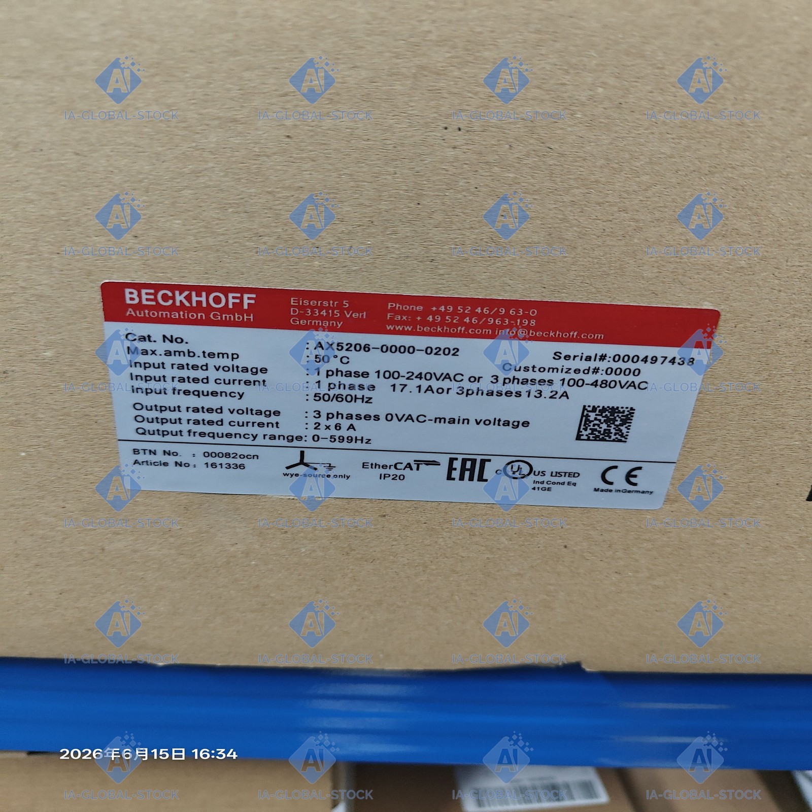 One unit Brand NEW Beckhoff For AX5206-0000-0202 Warranty Included