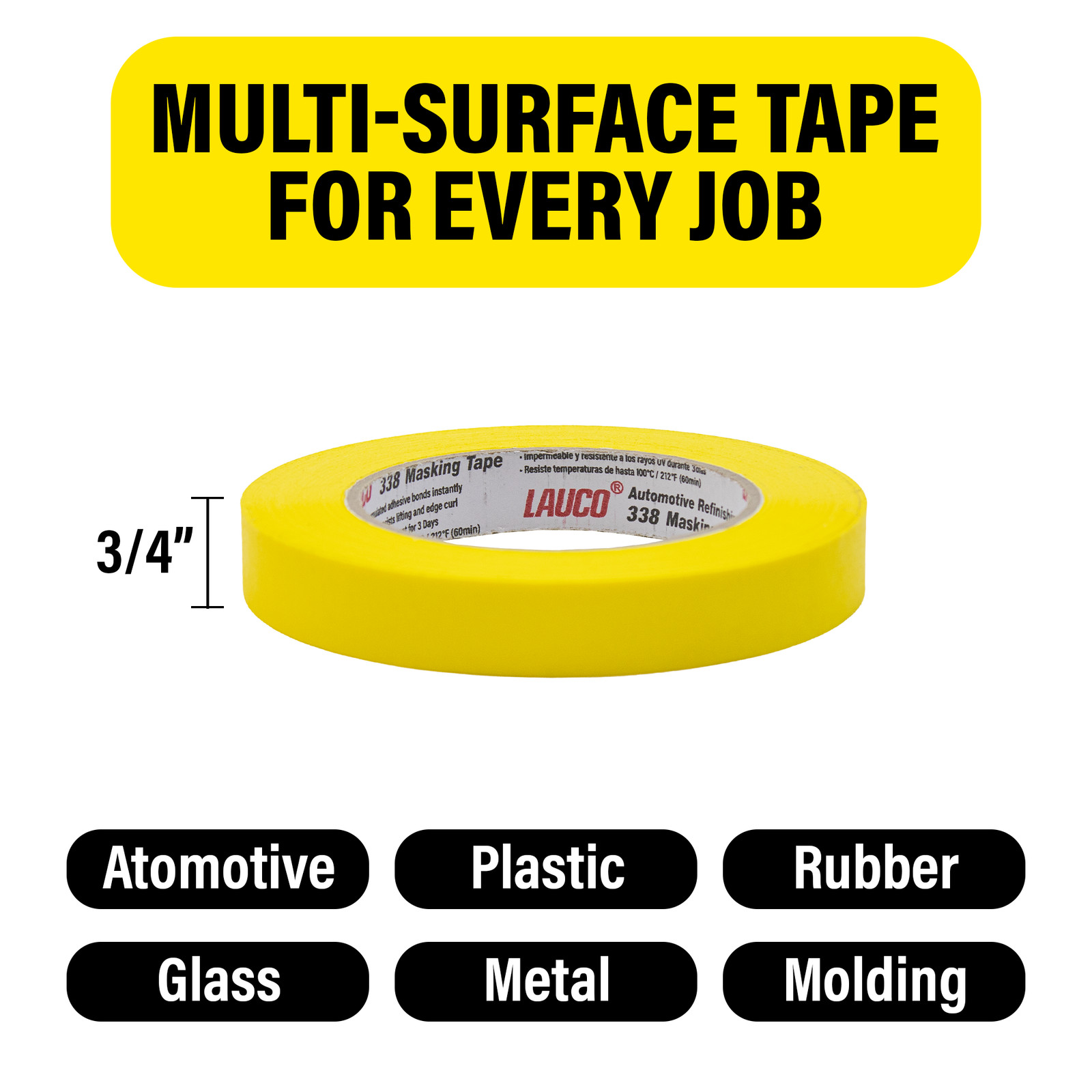 Automotive Masking Tape Yellow Painters Tape for Car Painting(0.75in-12rolls)