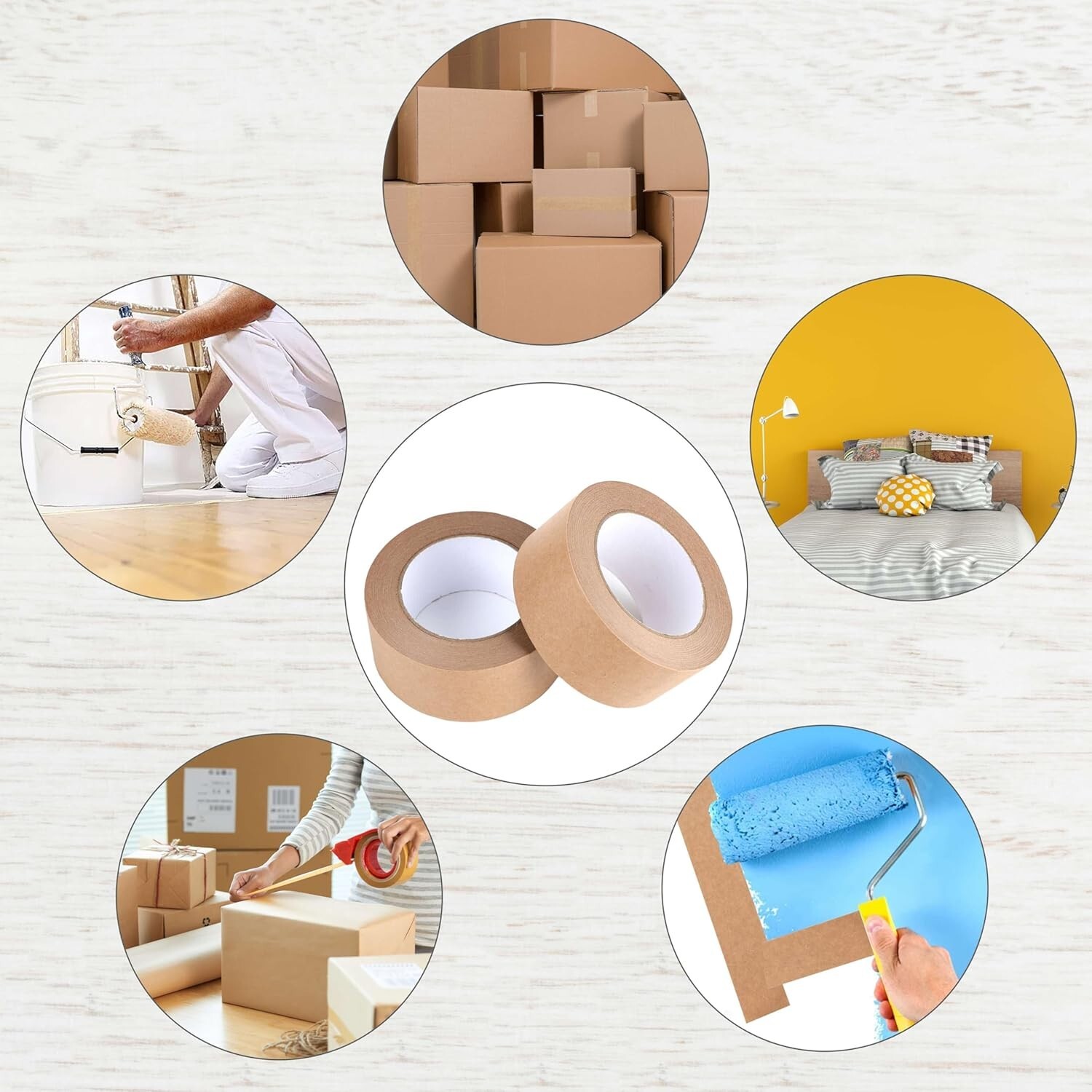 1 Roll 2″x55 Yard Self-Adhesive Kraft Paper Carton Box Sealing Packing Tape