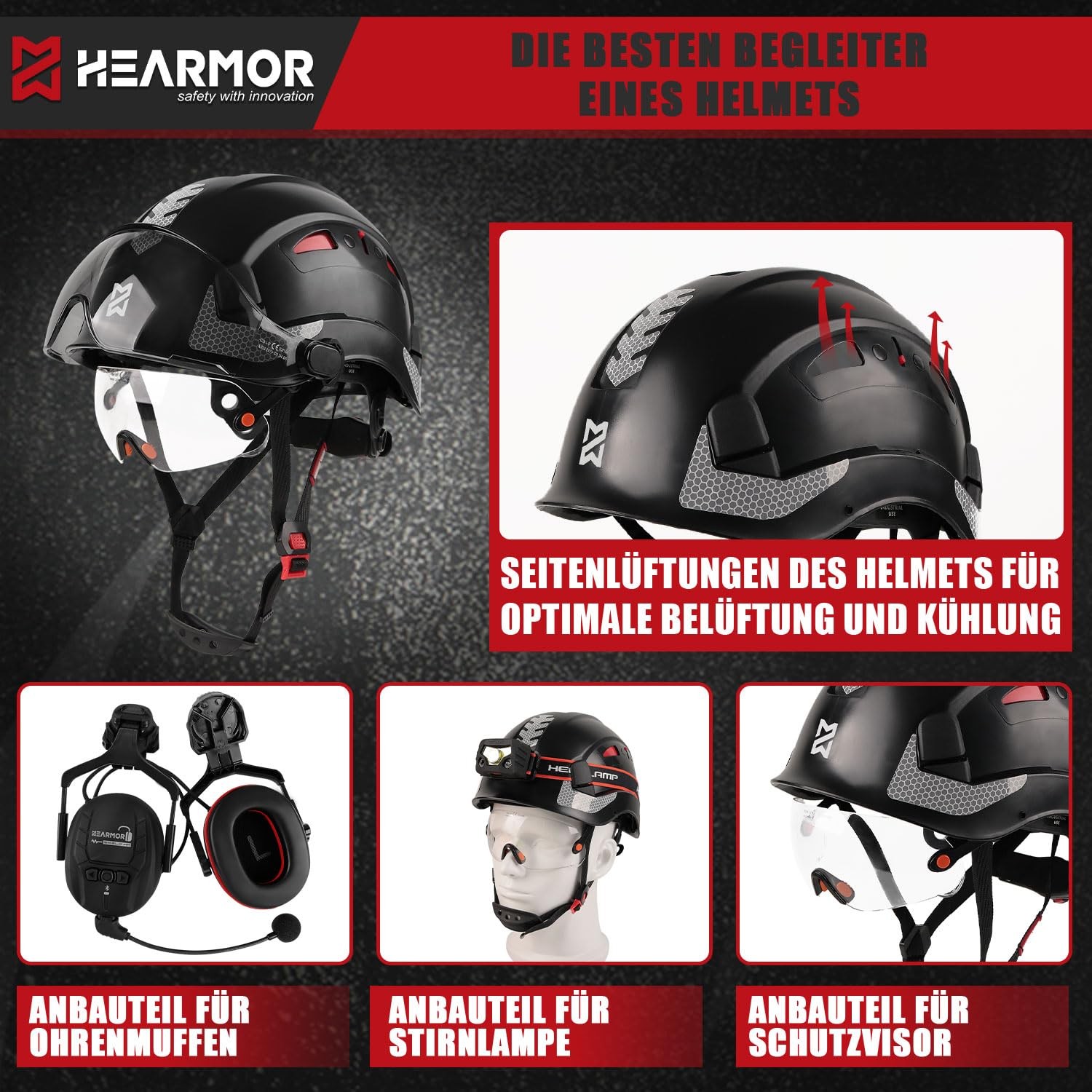 Safety Helmet EN397 Tested High Strength ABS Material, Double Visor for Fast…