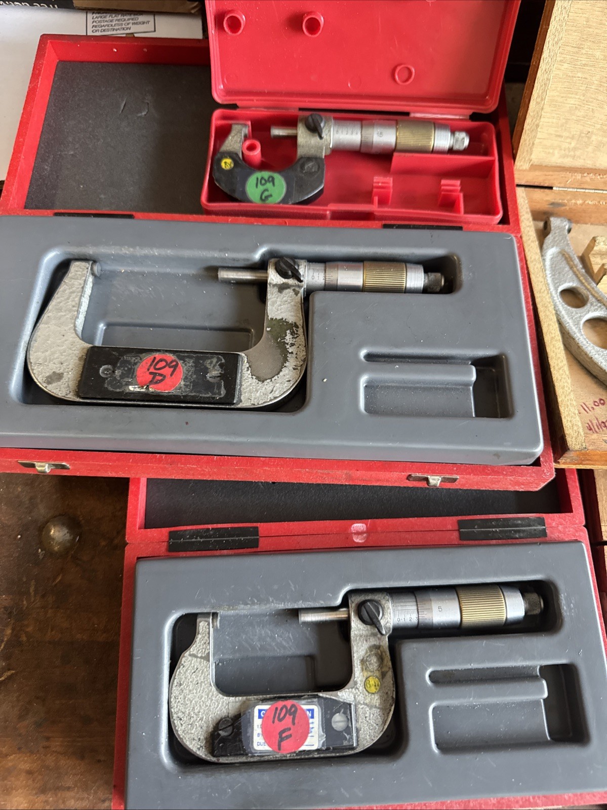 Etalon Switzerland Outside Micrometer Set 0-5” 0001″ w/ Cases A30