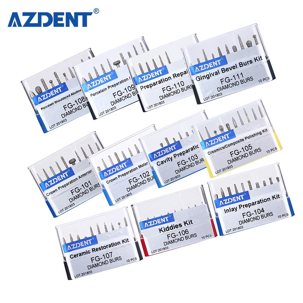 10 Boxes Mango de alta velocidad de diamante ultragrueso dental FG1.6mm 450,000