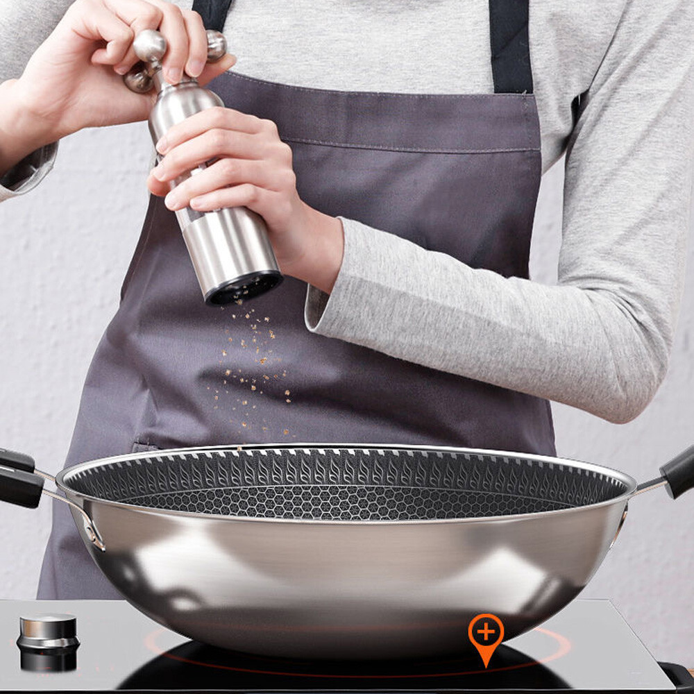 Stainless Steel Wok 316 Grade with Etching and Polishing 34cm Diameter
