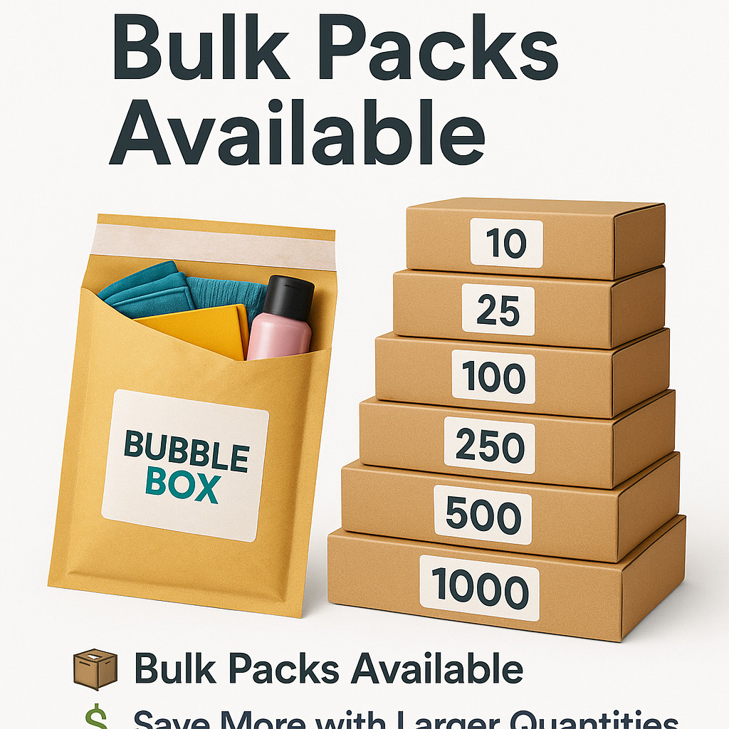 All Sizes Kraft Bubble Mailers – Padded Envelopes #000 to #7 (10–1000 Pack)