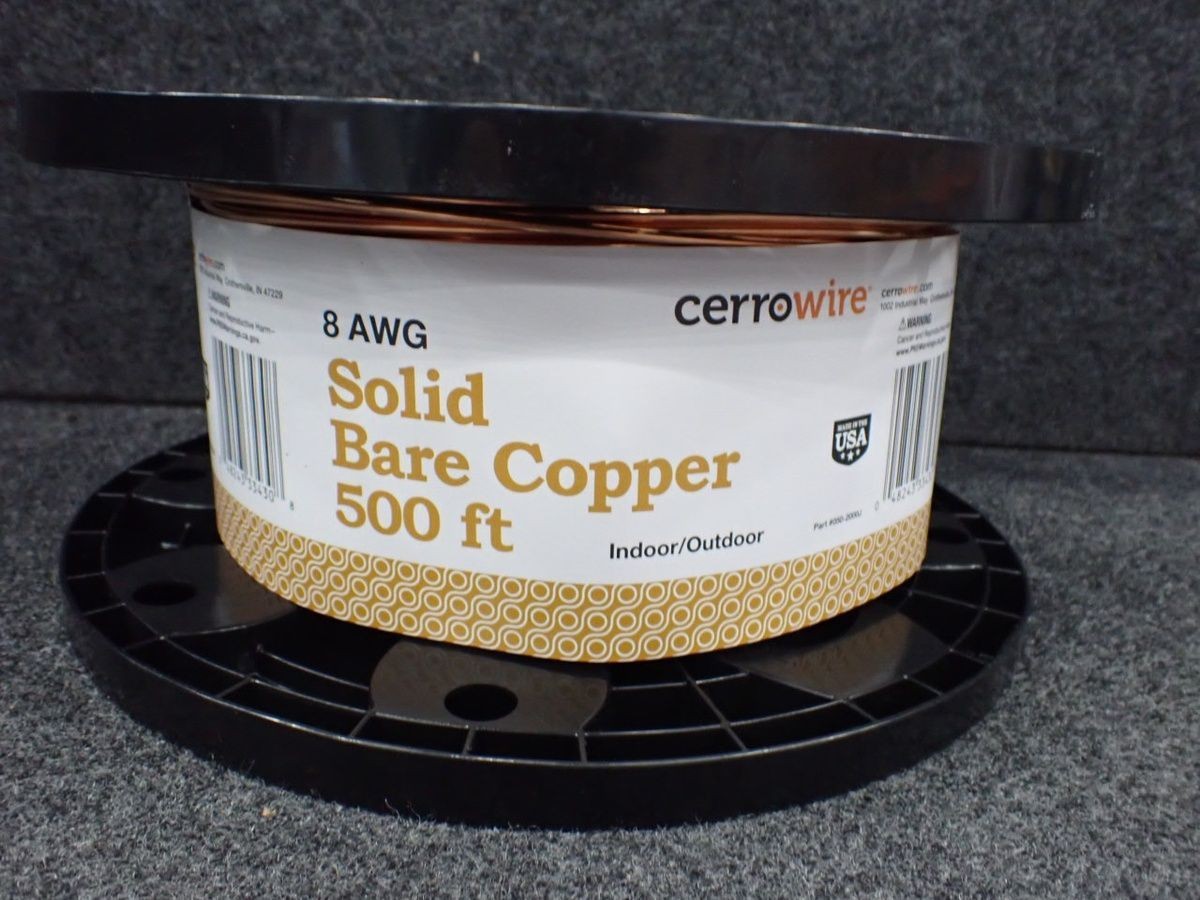 CERROWIRE 050-2000J Solid Bare Copper Wire, 8 AWG, 500ft*