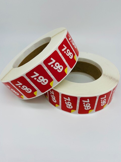 1 Roll of 1000 1.5″x1″ $7.99 Product Price Point Red & Yellow Labels Stickers