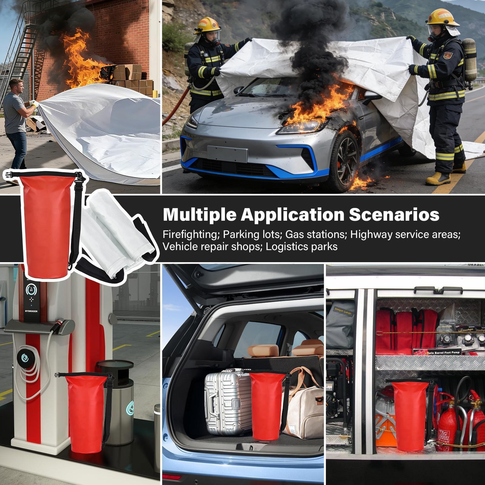 13x20FT Large Emergency Fire Blanket Fiberglass for Car EV Truck Vehicle White
