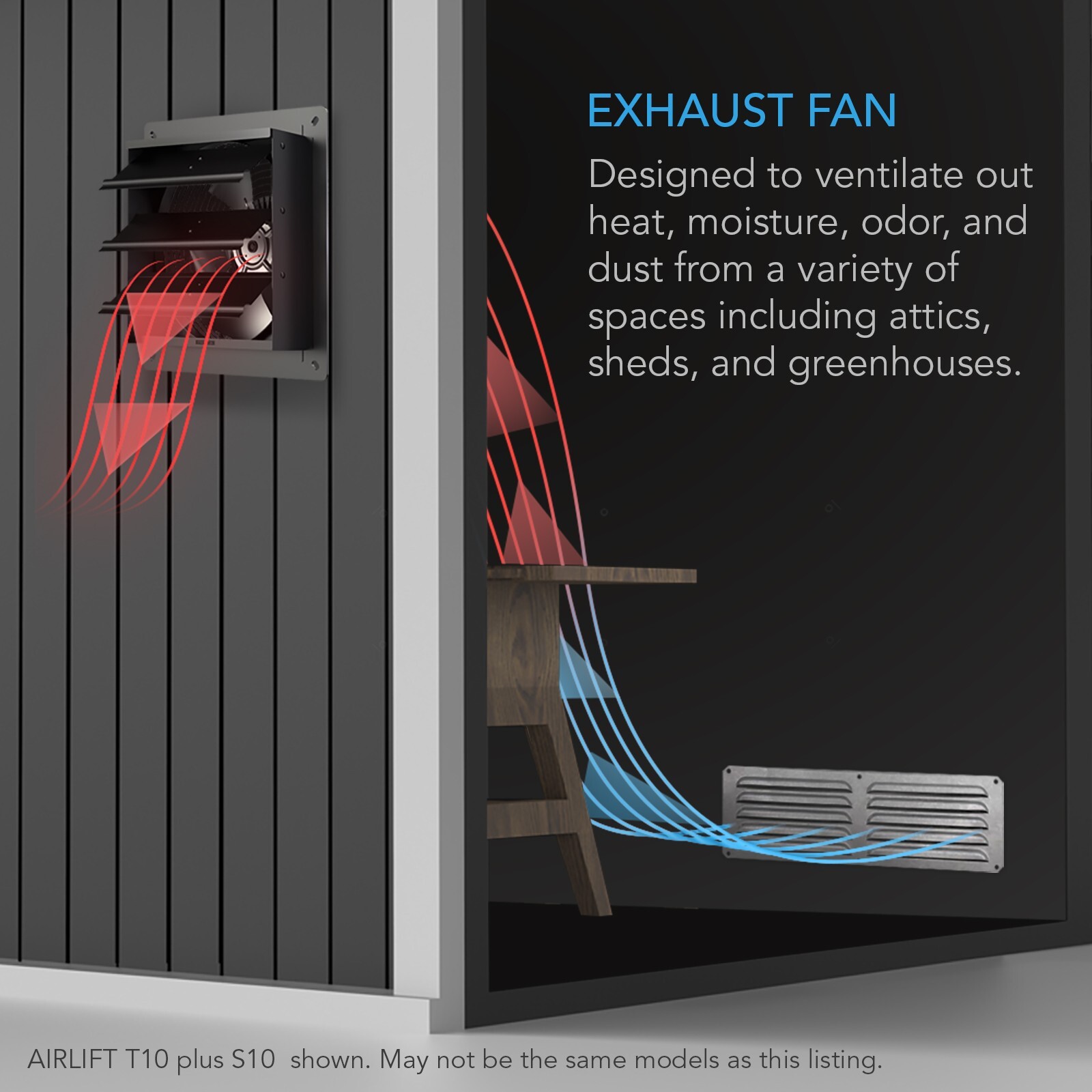 AIRLIFT S20 Shutter Exhaust Wall Mount-Fan 20″ Attic, Shed, Workshop, Greenhouse
