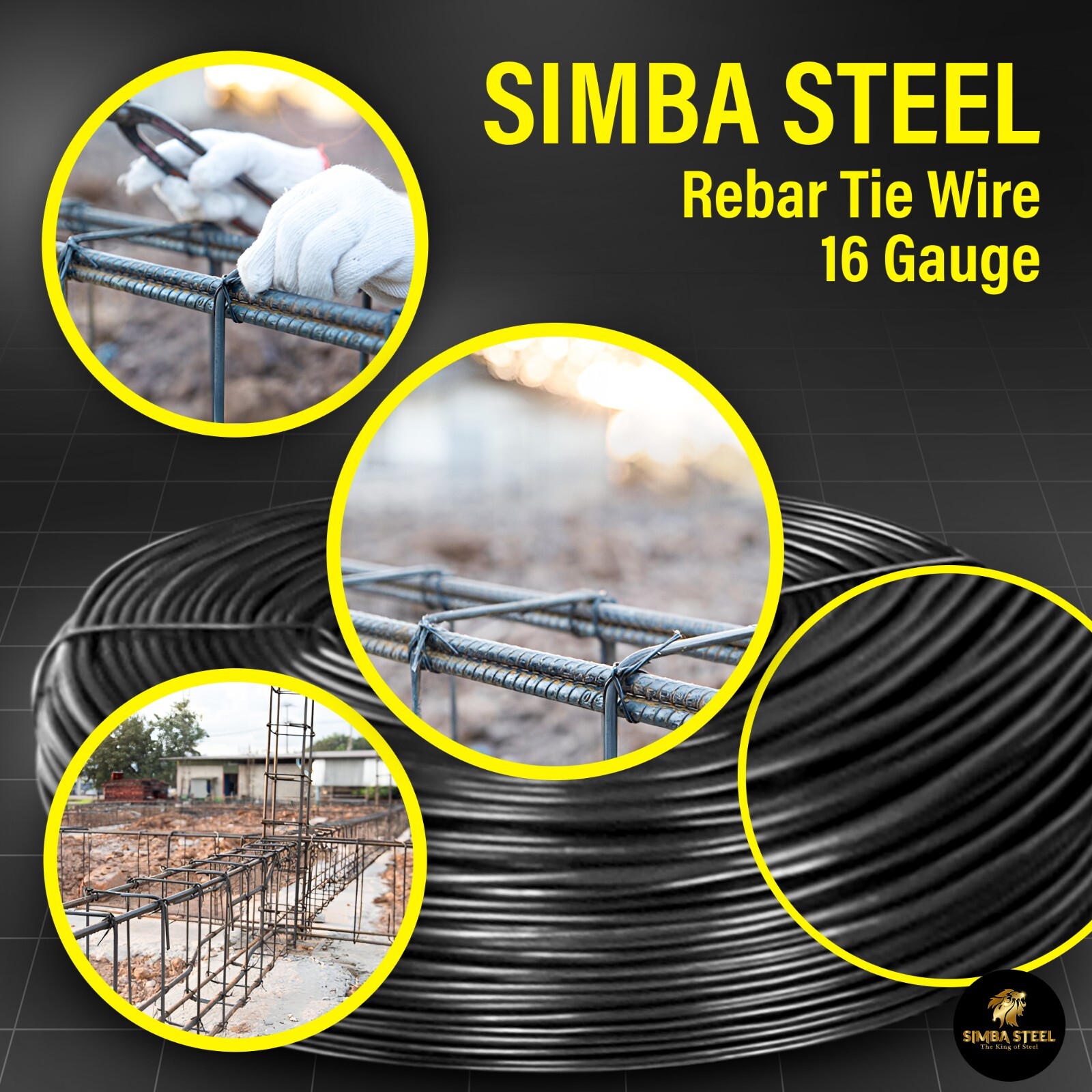 ReBar Tie Wire, 16 Gage Black Soft Annealed, 3.5lb Rolls 1 – 100 Qty SIMBA STEEL