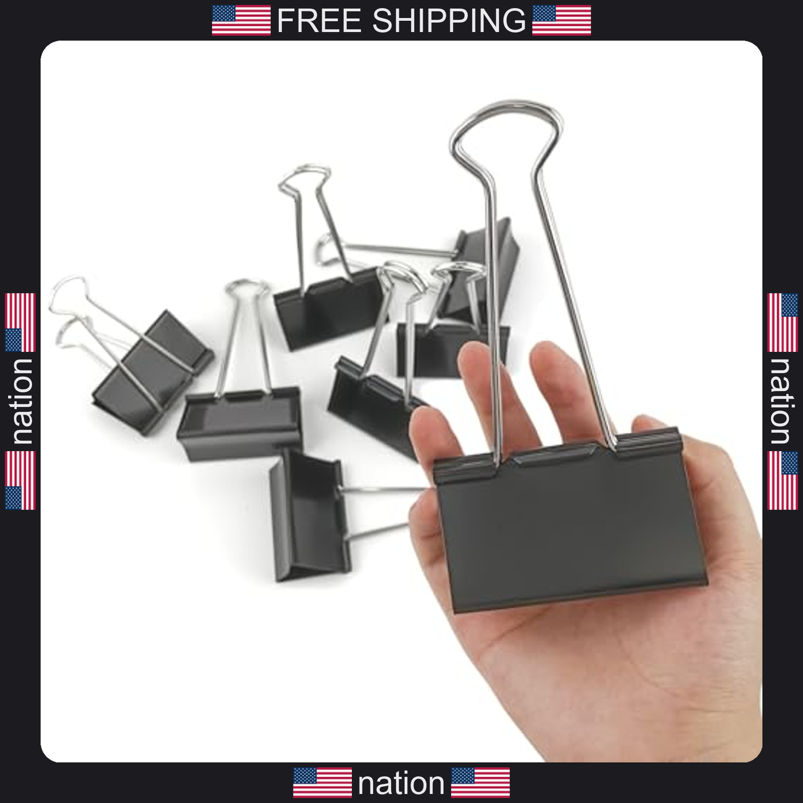 Dstelin 3-inch heavy-duty black binder clips 8-pack office organization