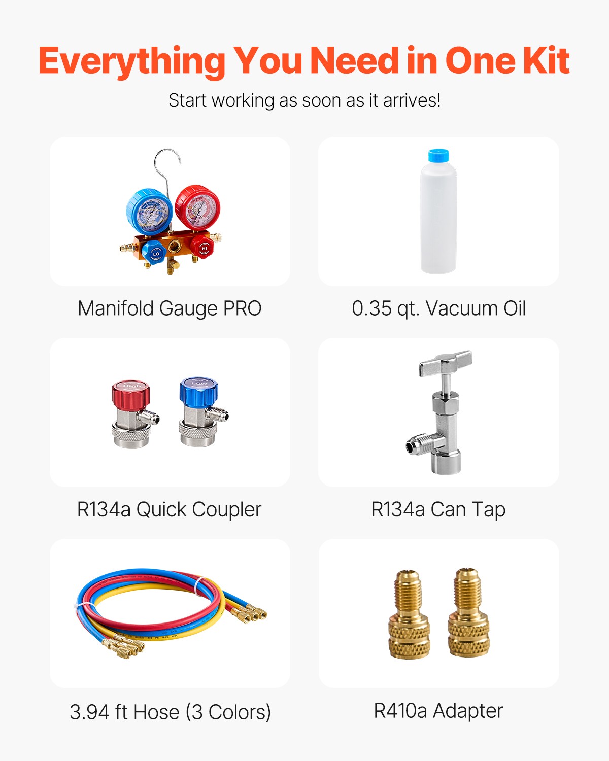 3.5 CFM HVAC Single Stage Rotary Vane Vacuum Pump and Manifold Gauge Kit