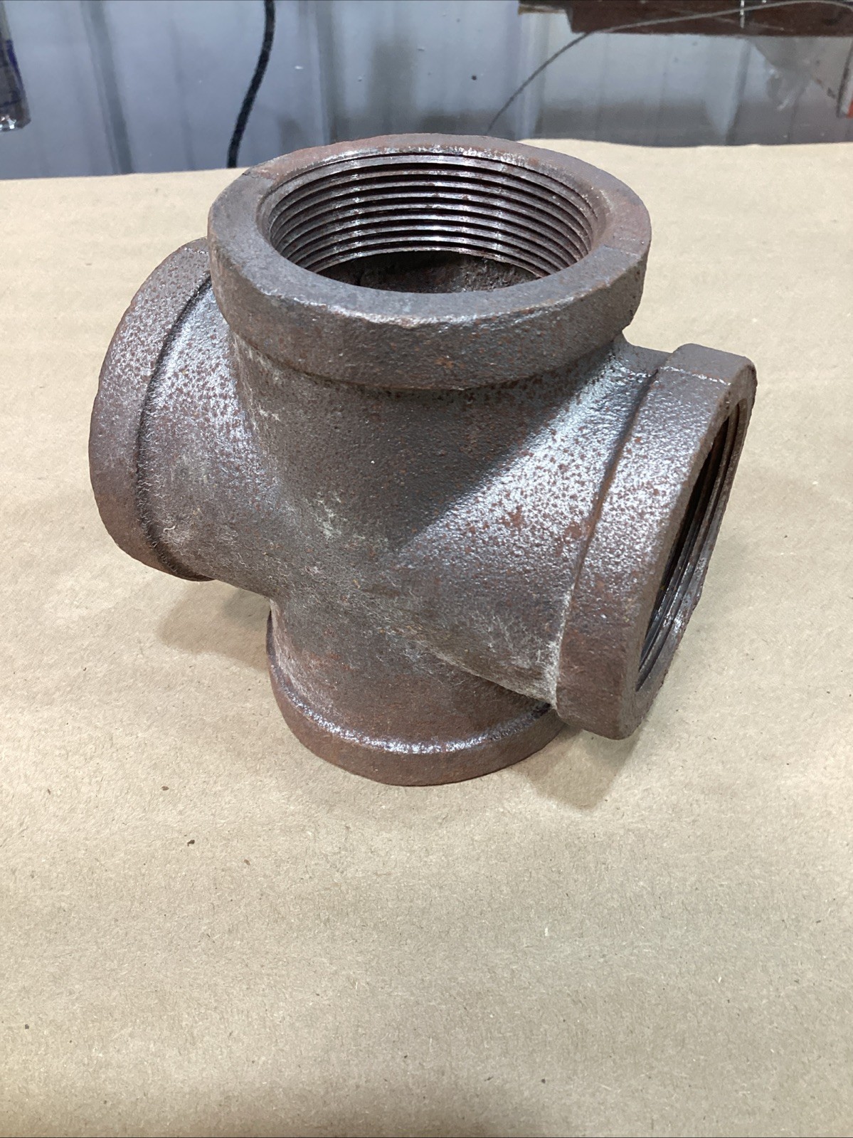 Black Iron Cross 2″ NOS 4-way TEE Female Fitting Pipe