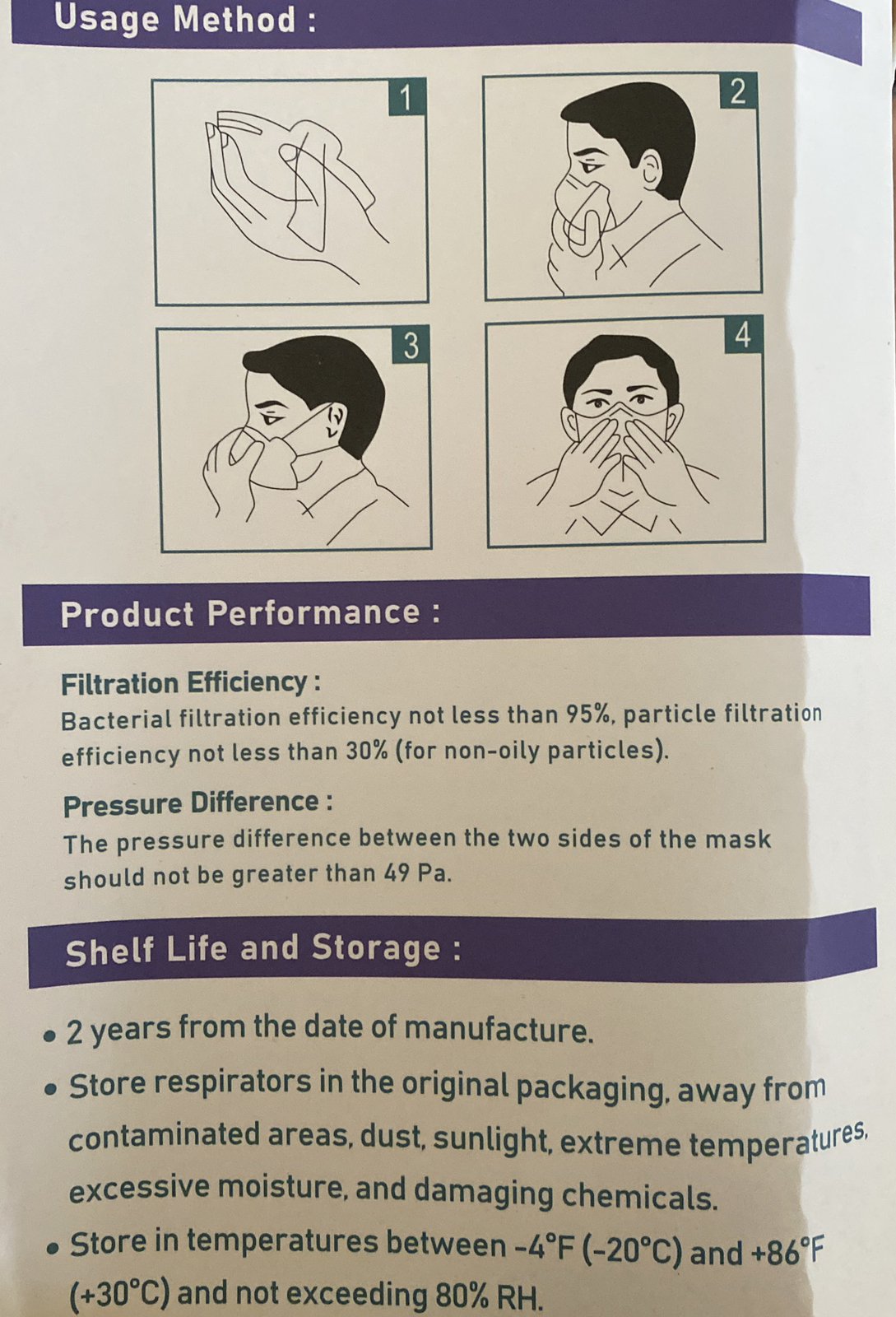 100 PCS KN95 Protective Mask Disposable Respirator
