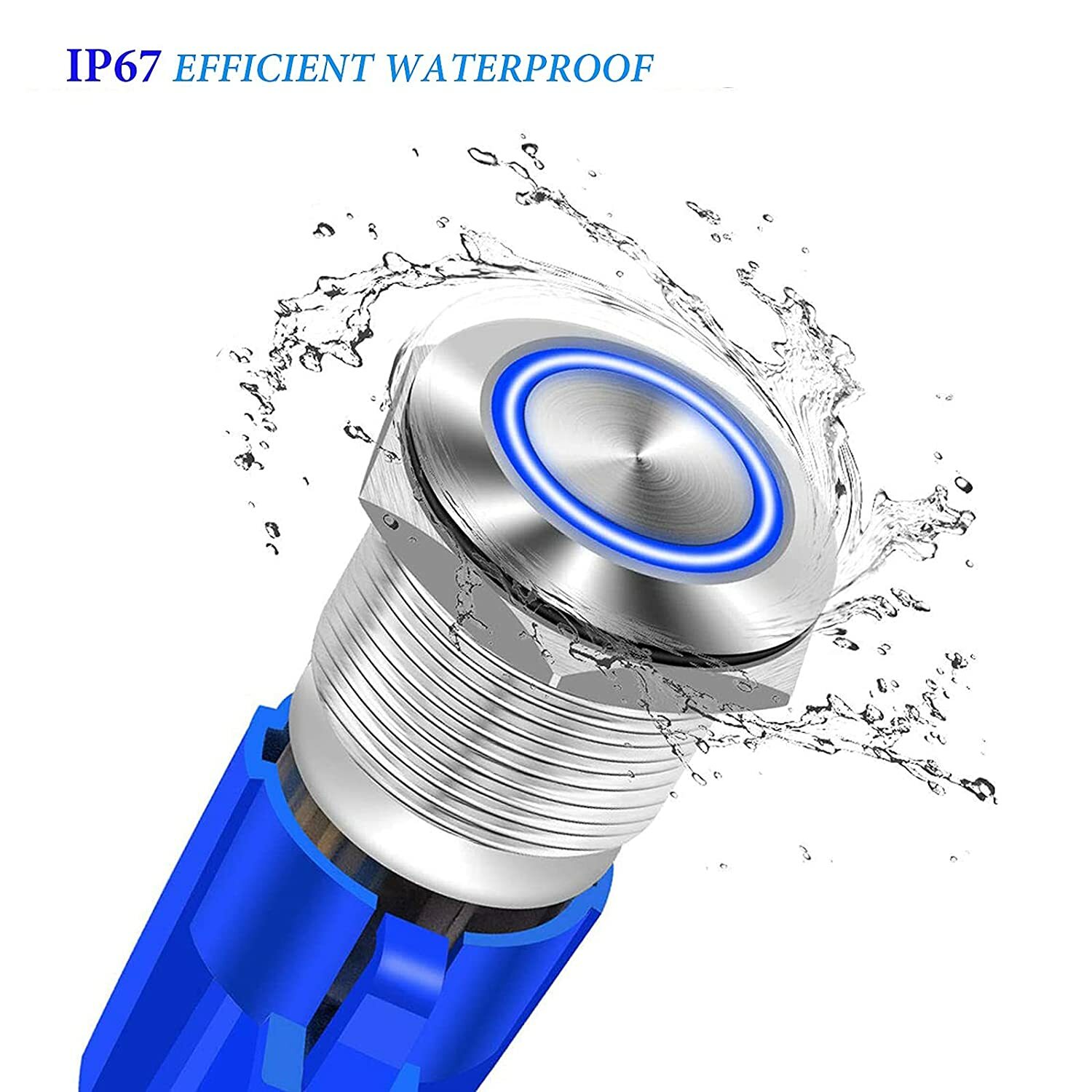 19mm Waterproof LATCH ON/OFF Stainless Steel Push Button Switch 12V LED