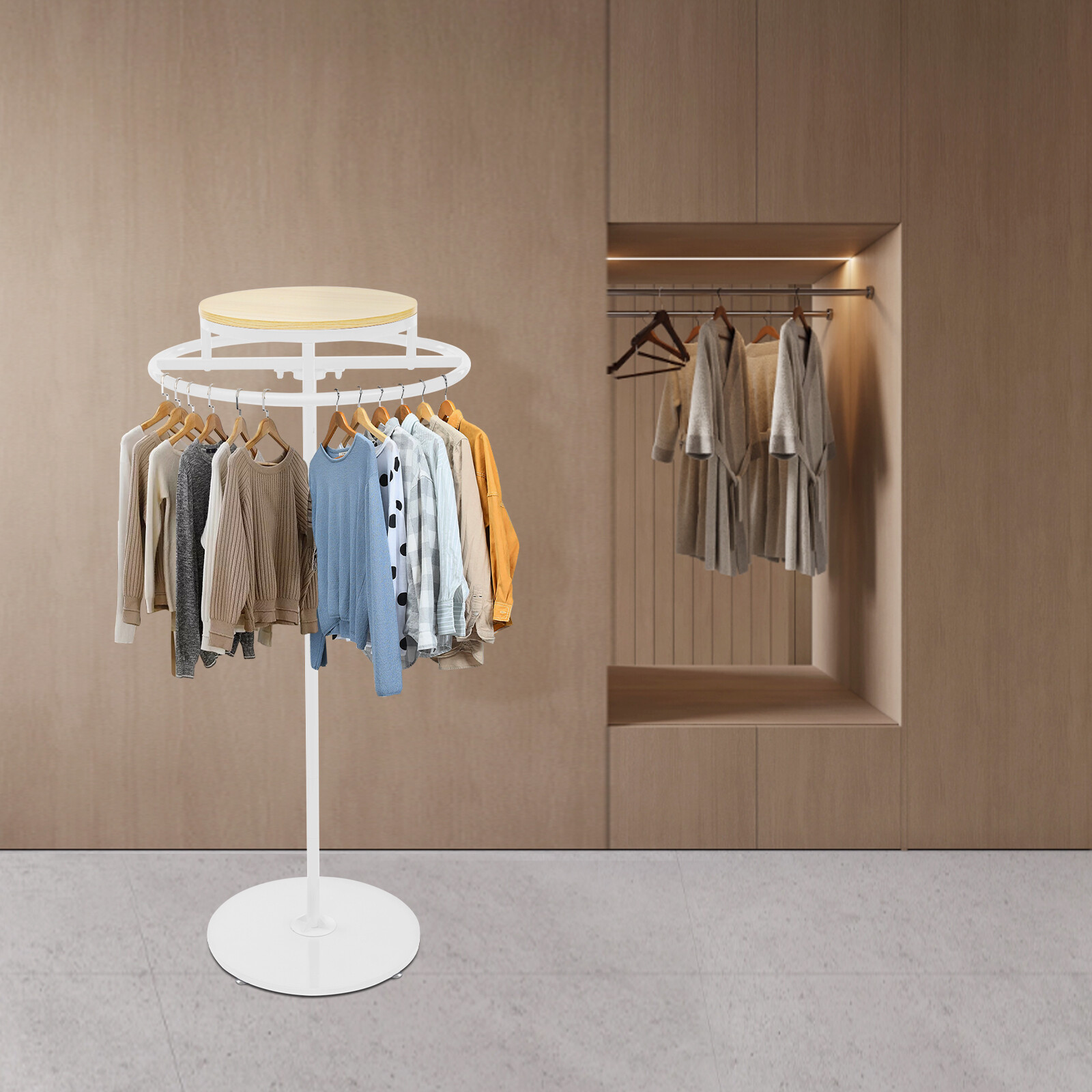 360° Rotatable Clothing Display Rack 55.1in Round Clothing Rack Free Standing US