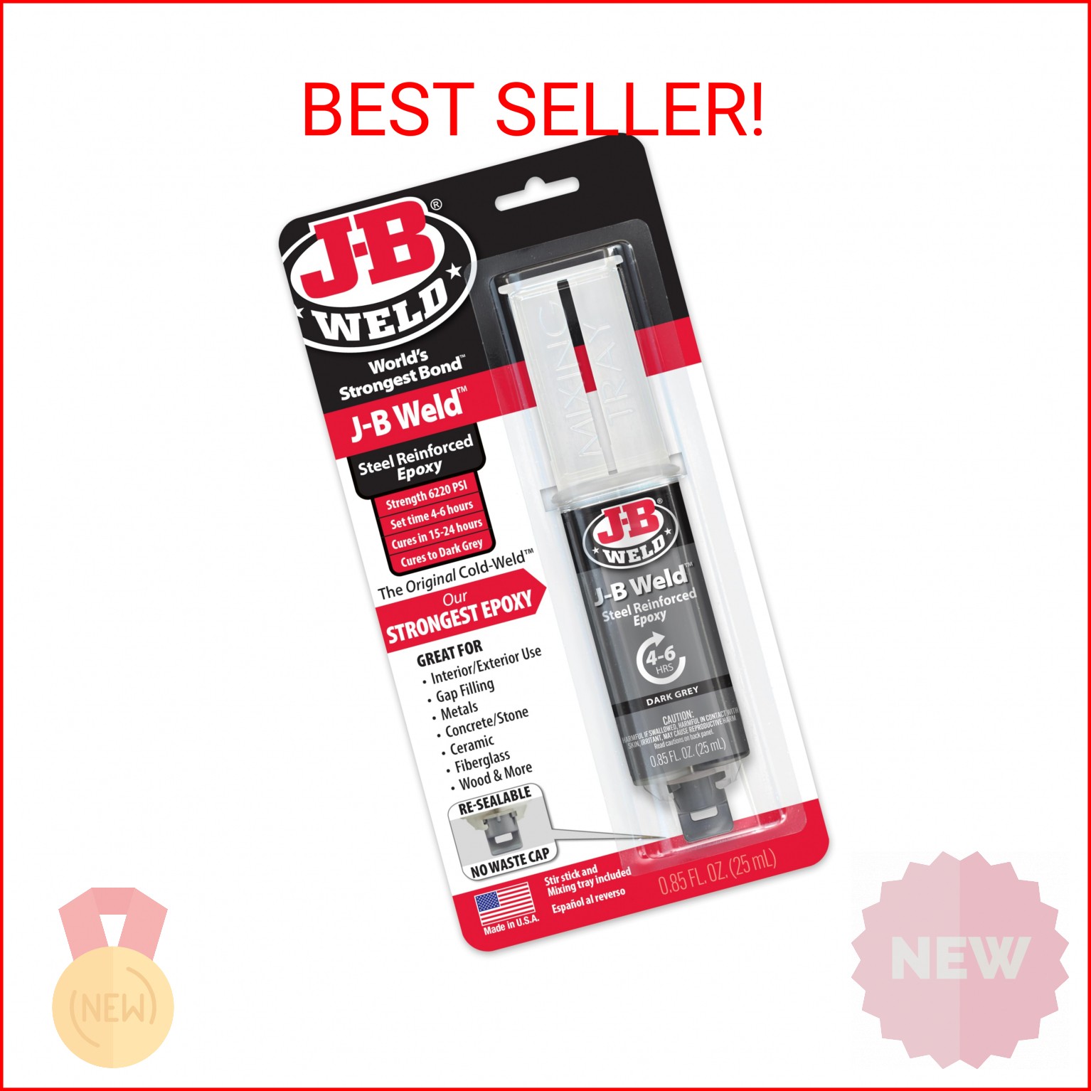 J-B Weld 50165 25ml Epoxy Syringe, Plain