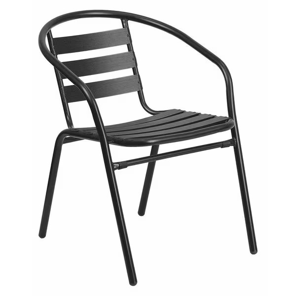 Restaurant Stack Chair Black Contemporary Steel Frame Lightweight Stackable Cafe