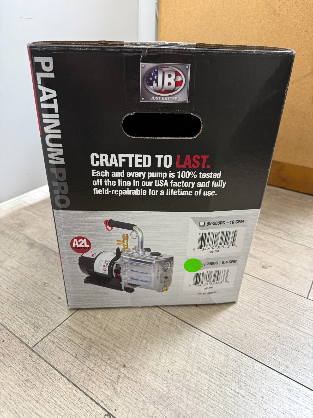 JB Industries DV-240DC Vacuum Pump, 8.4 CFM 1/2 hp DC Motor Platinum Pro DC 8.4