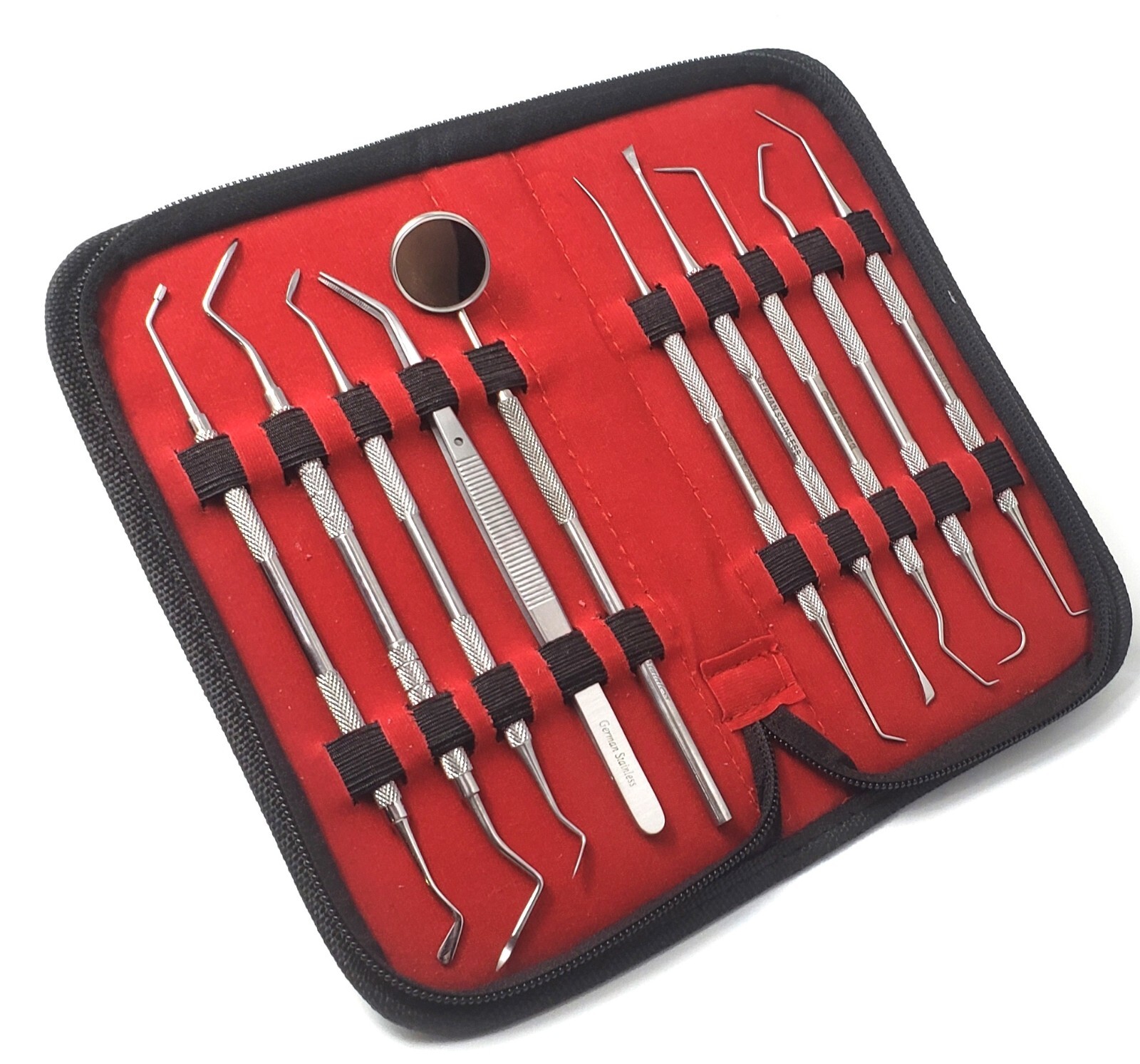 10 Basic Dental Instruments Set Tweezer Explorer Mirror Plier German Grade