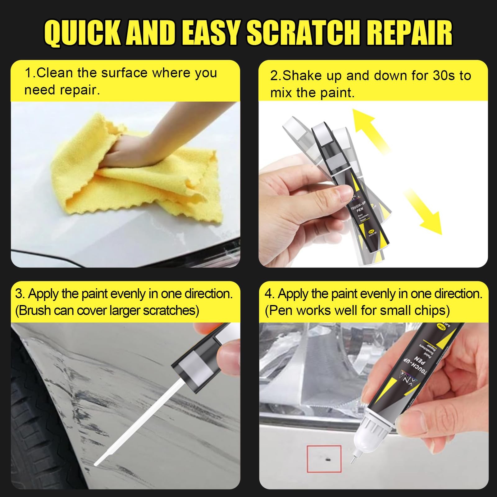 Car Touch Up Paint Summit WhiteGAZ/WA8624 for Chevrolet, 2 in 1 Car Scratch R…