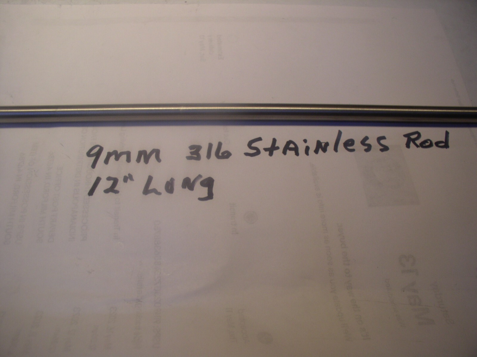 9MM” STAINLESS STEEL ROD 1 PCS. 12″LG. 316 MEDICAL OR MARINE GRADE